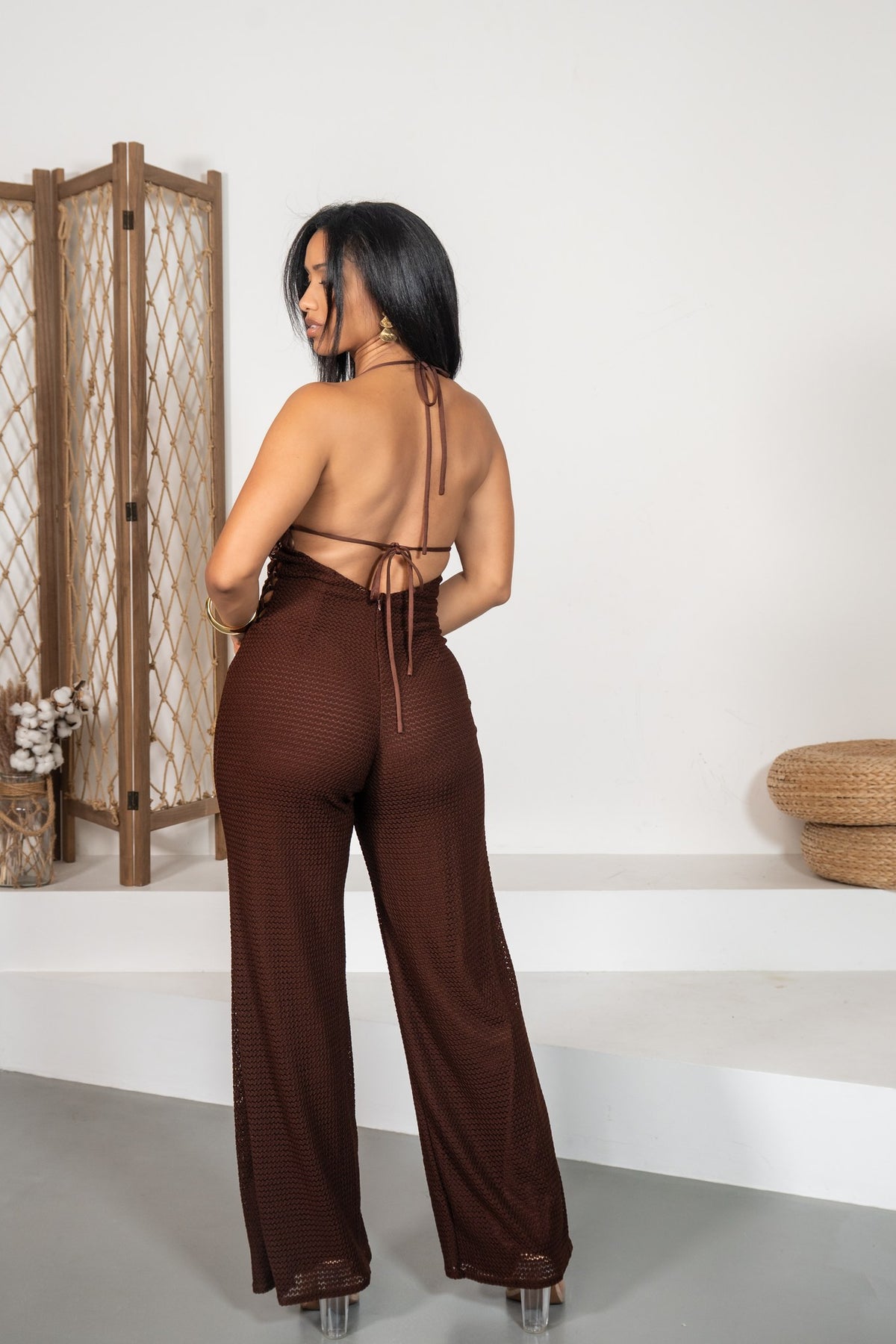 Ibiza Muse - Combinaison marron en crochet