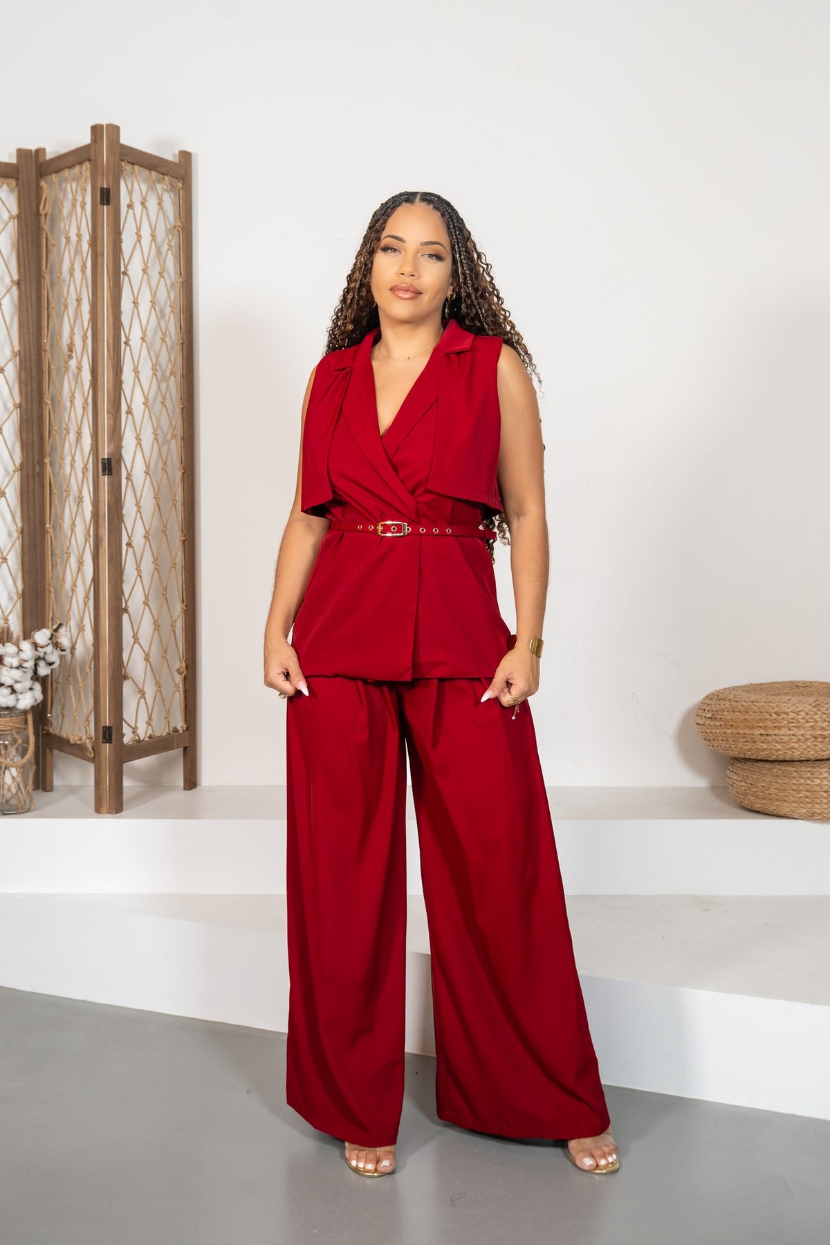 Rubí - Ensemble gilet trench bordeaux
