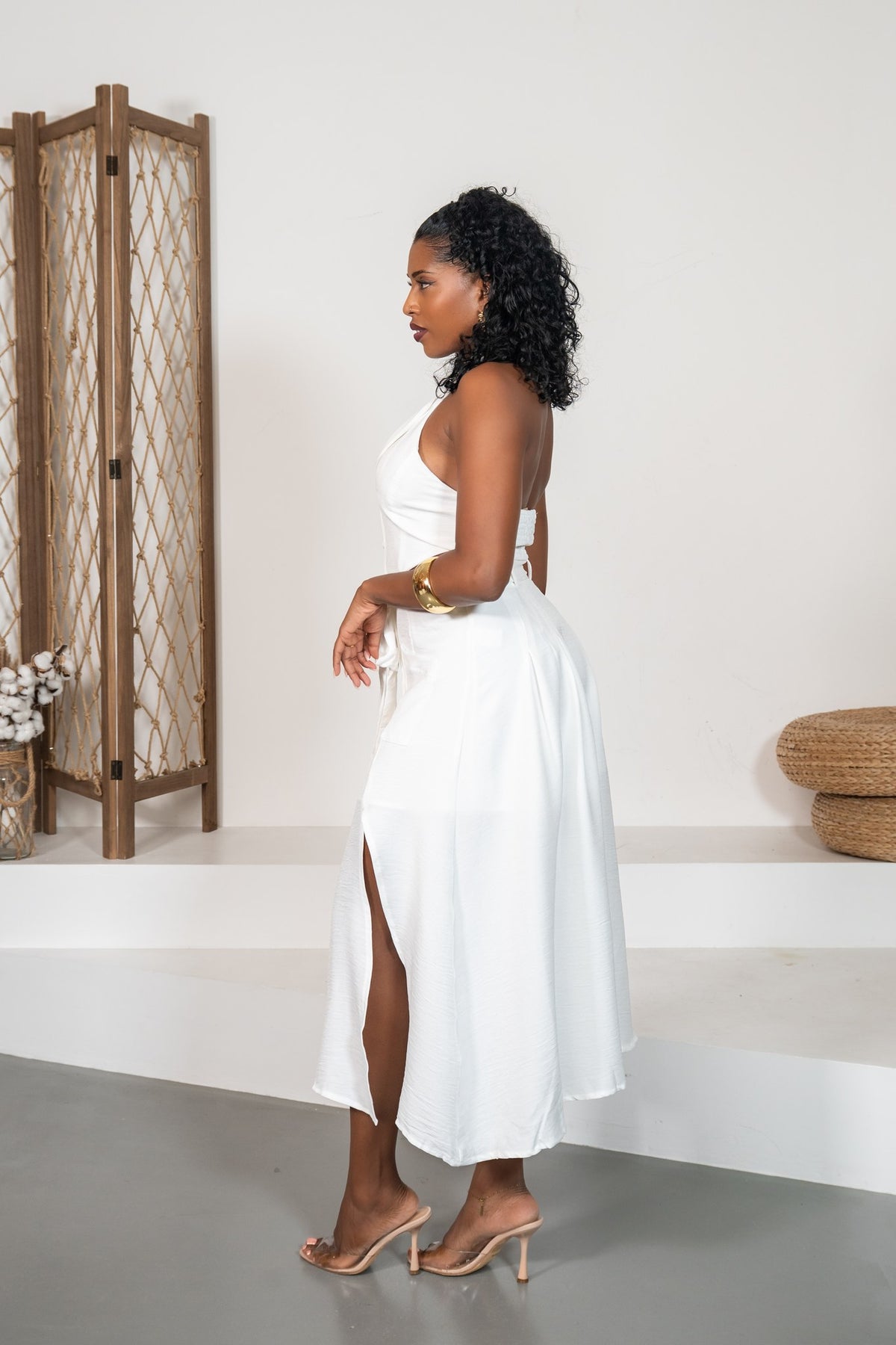 Gaviota - Robe midi chemise blanche