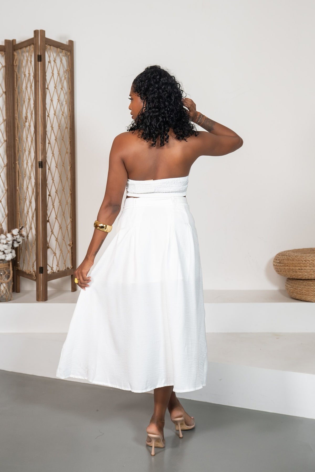 Gaviota - Robe midi chemise blanche