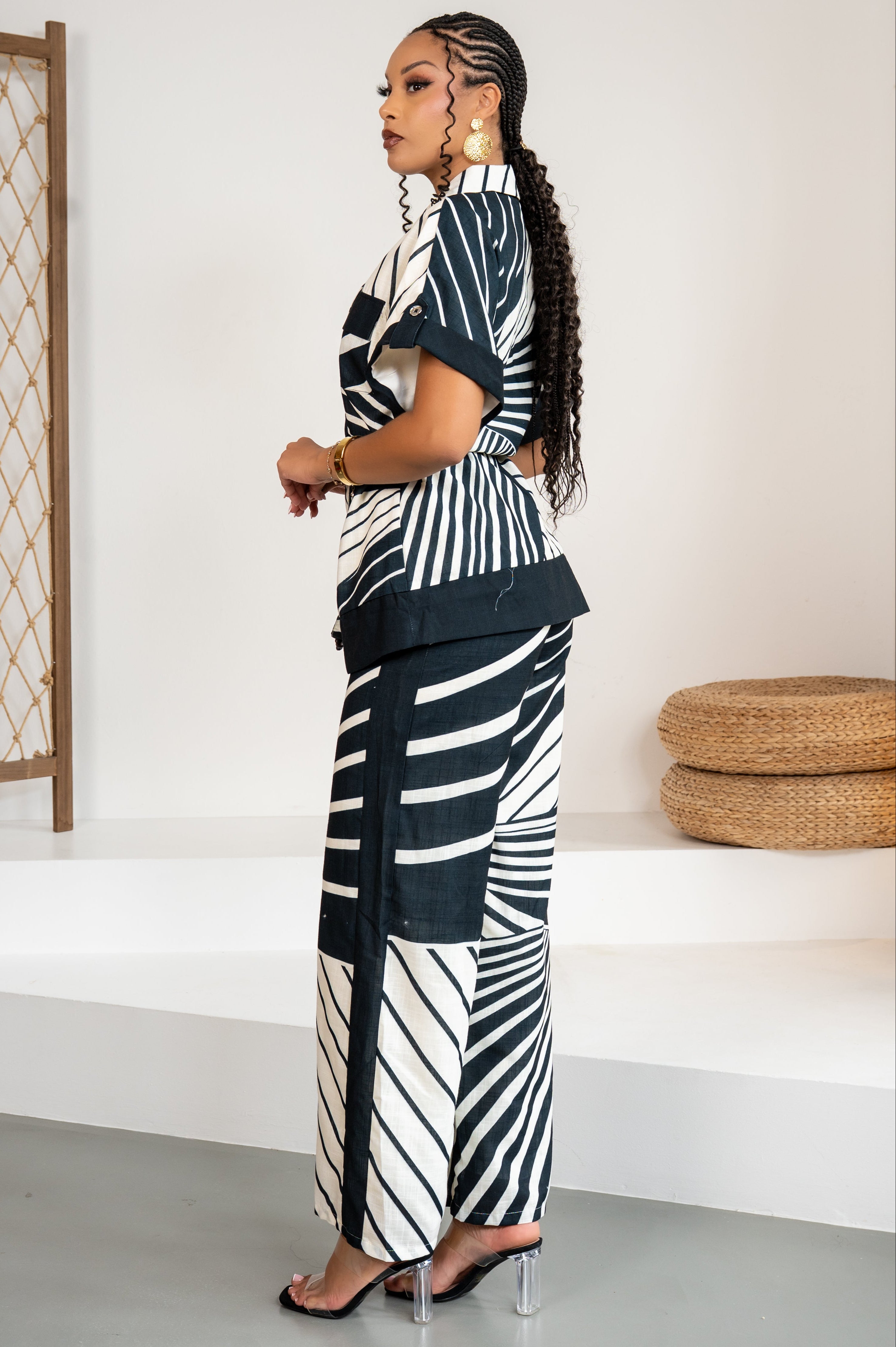 Graphic shape - Top style kimono noir