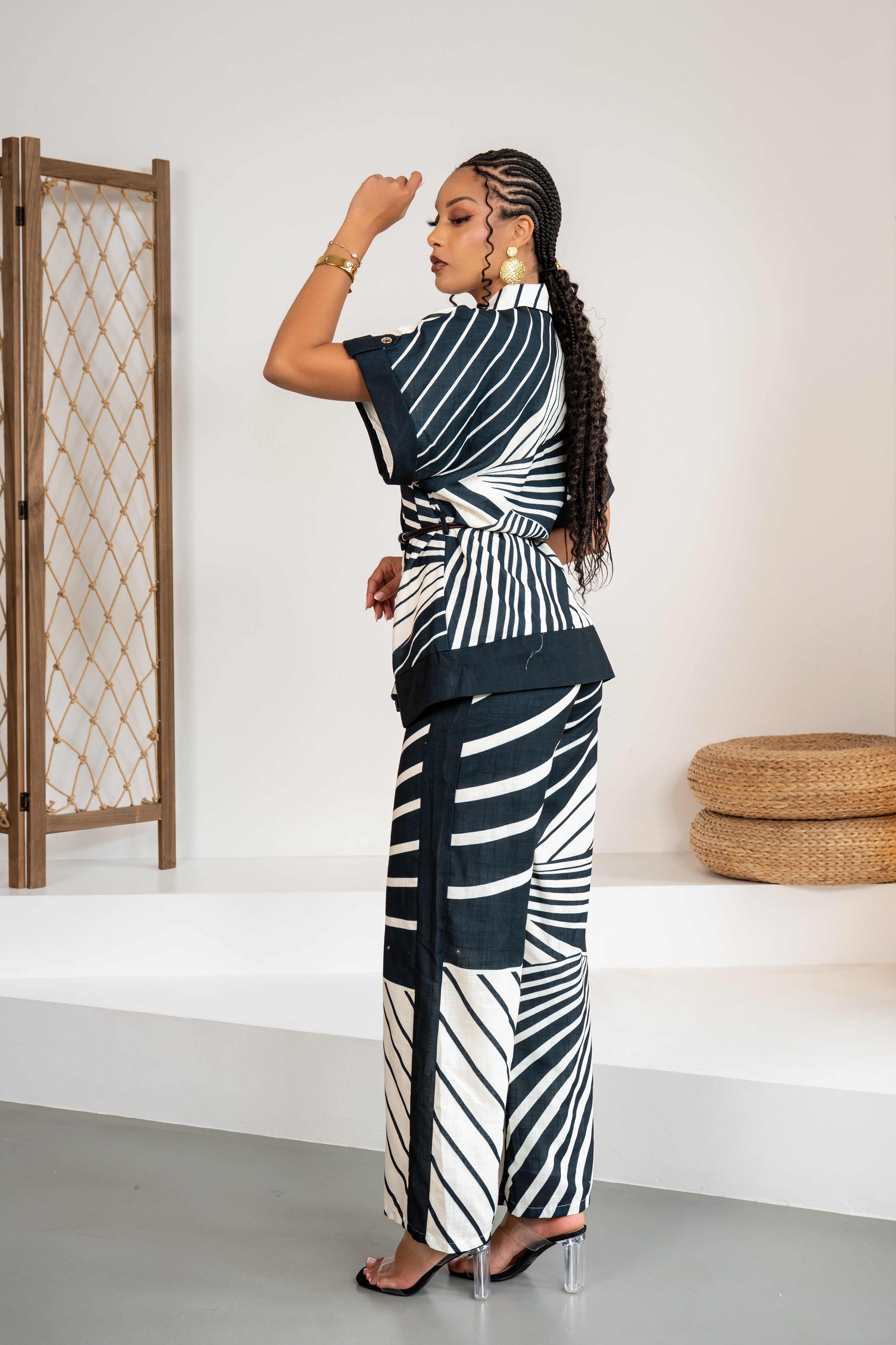 Graphic shape - Top style kimono noir