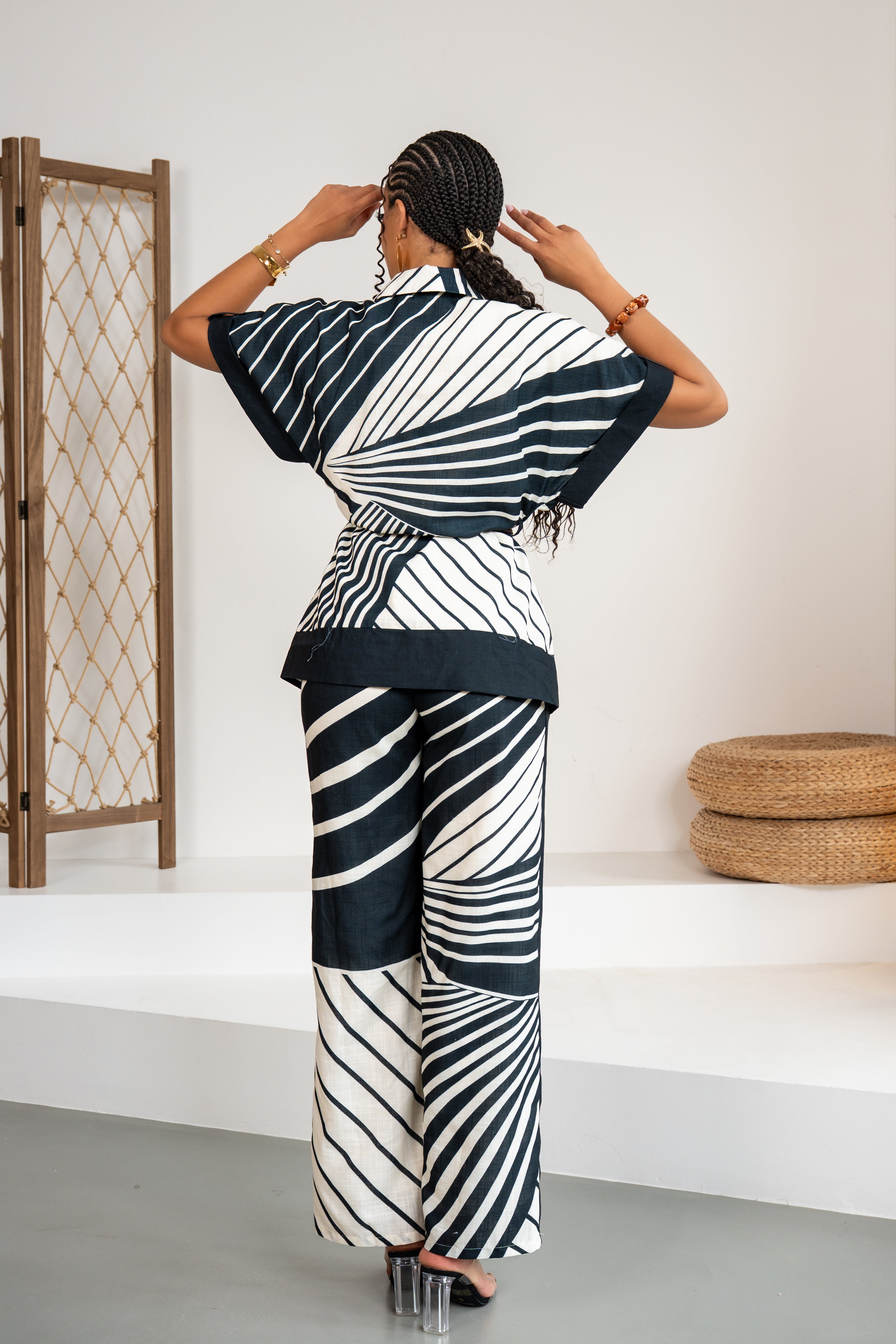 Graphic shape - Top style kimono noir