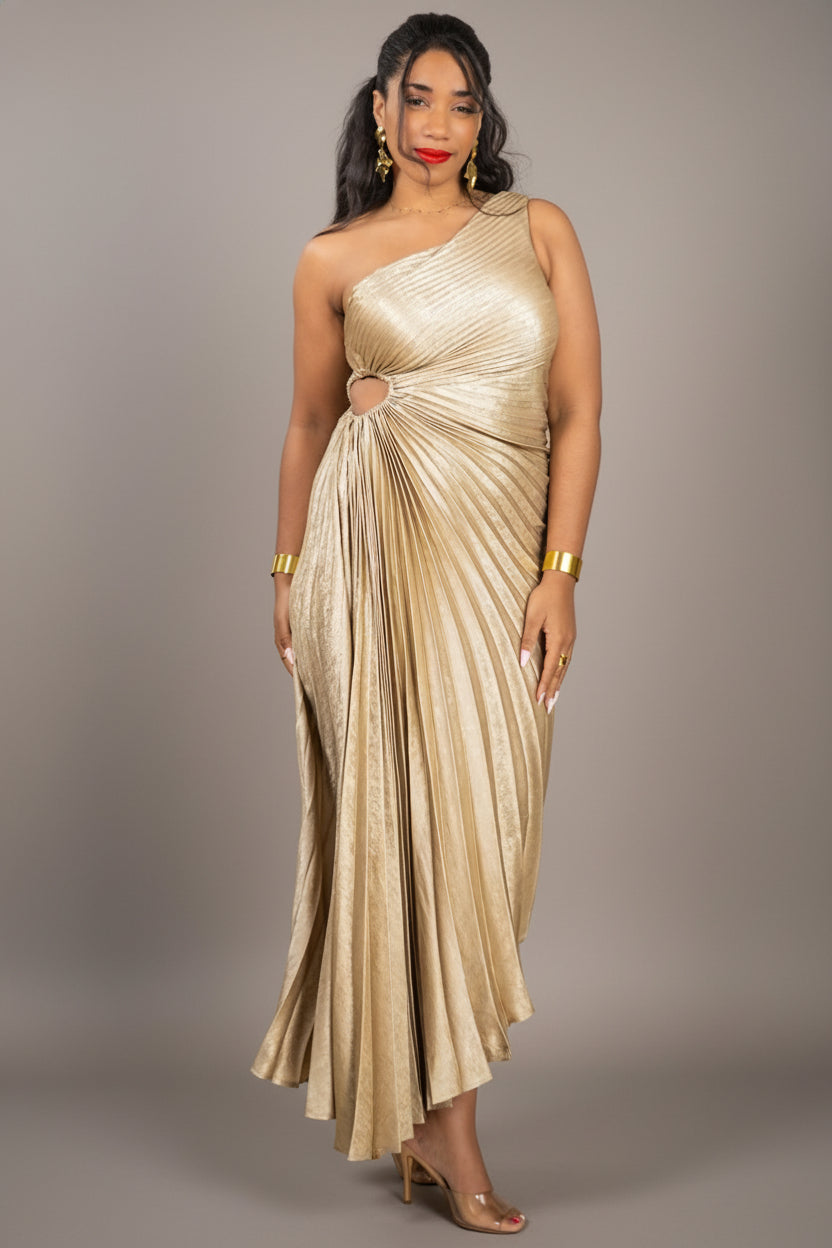 Liquid Gold - Robe midi dorée