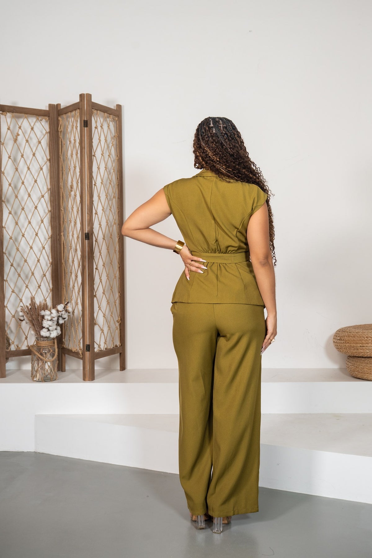 Peridoto - Ensemble gilet vert olive