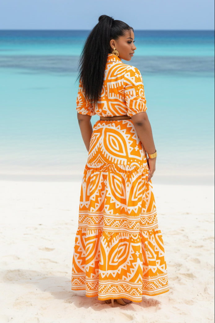 Aztec Muse - Ensemble jupe orange