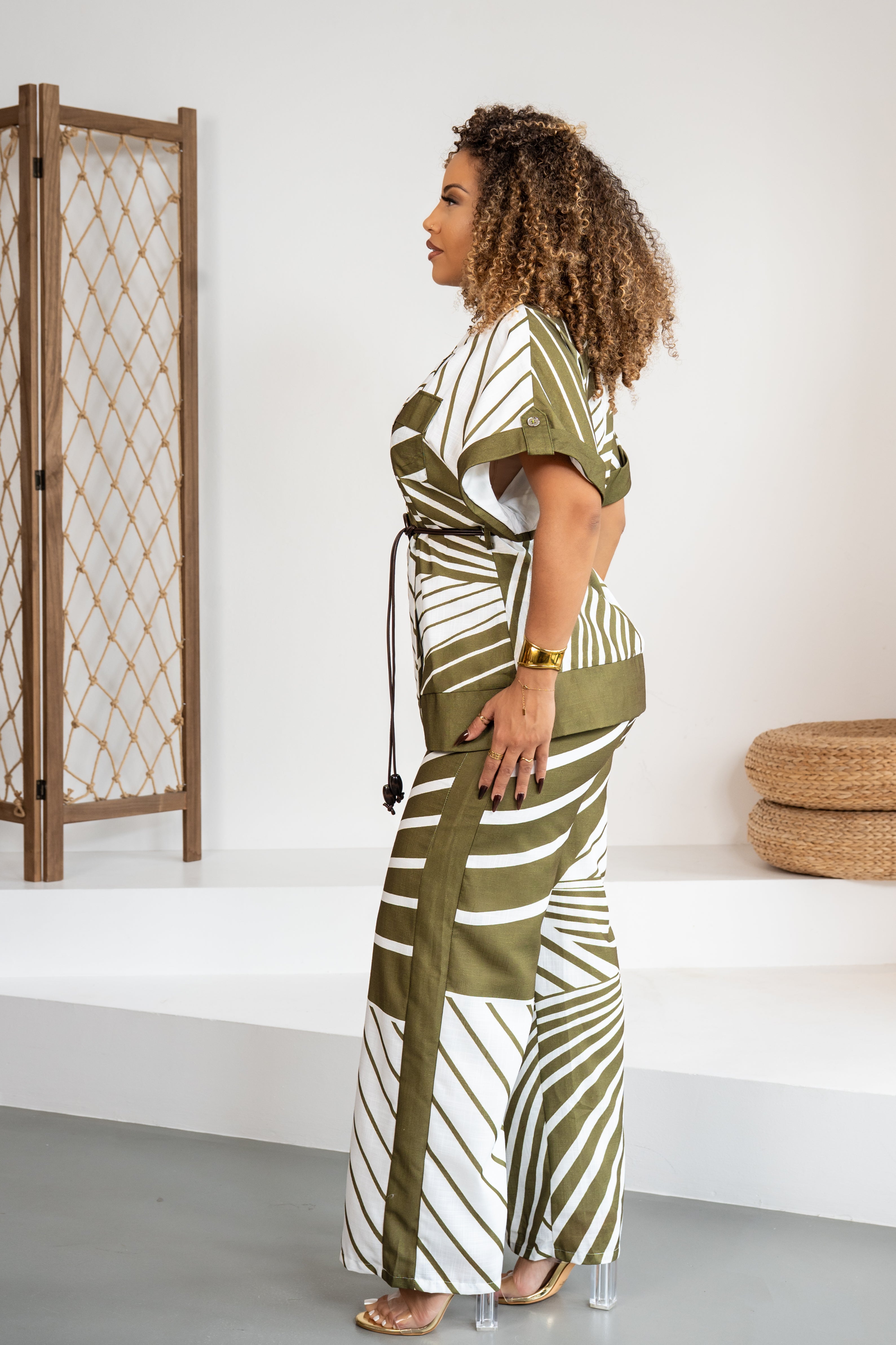 Earth Lines - Top style kimono kaki