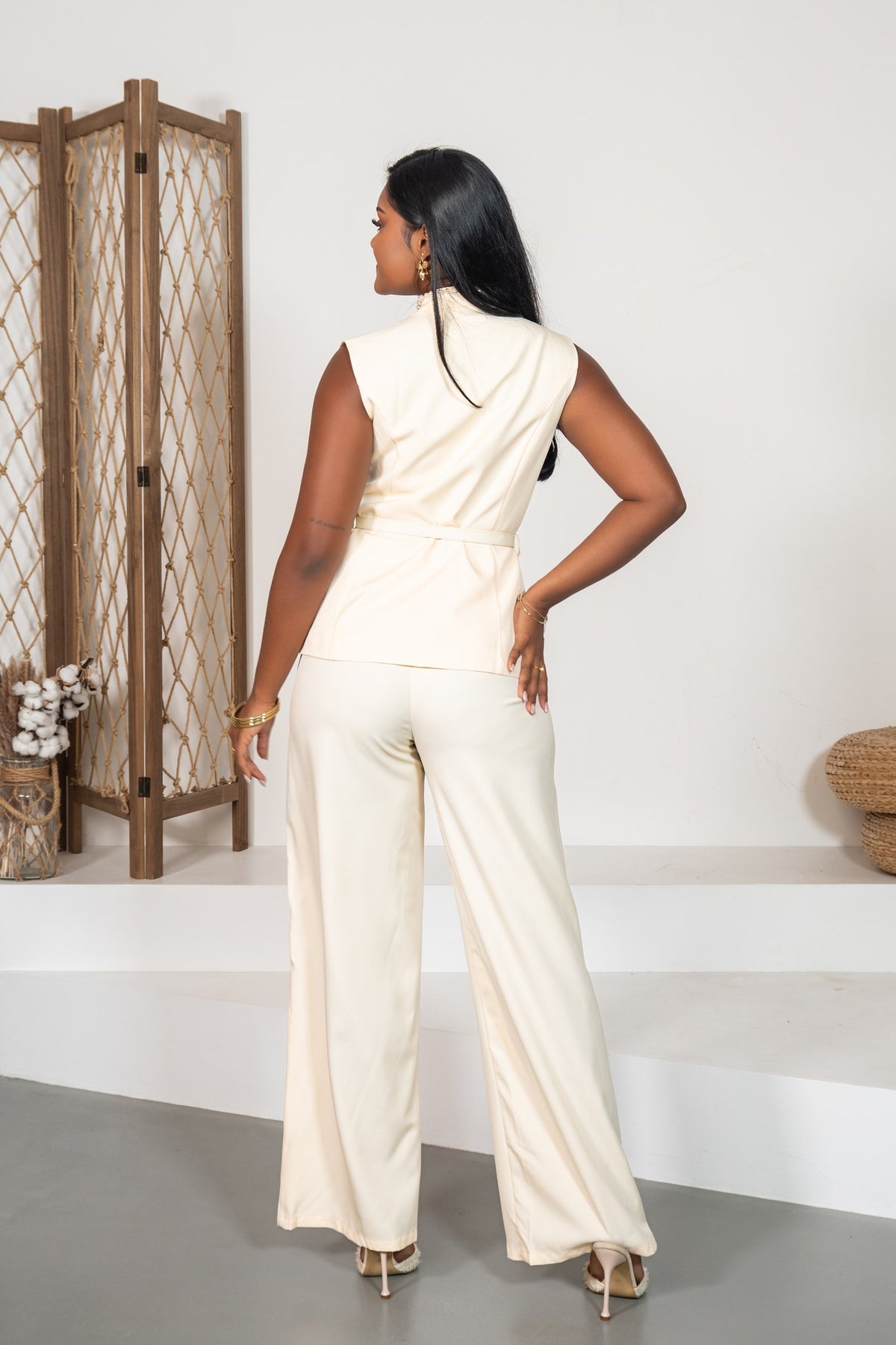 Madreperla - Ensemble gilet perlé ivoire