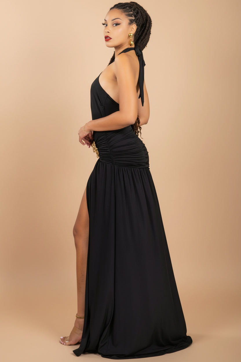 Onyx Bloom - Robe longue noire