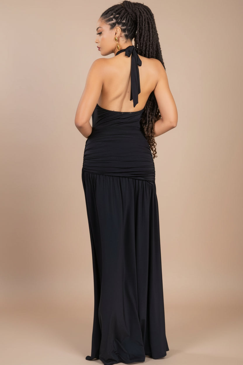 Onyx Bloom - Robe longue noire