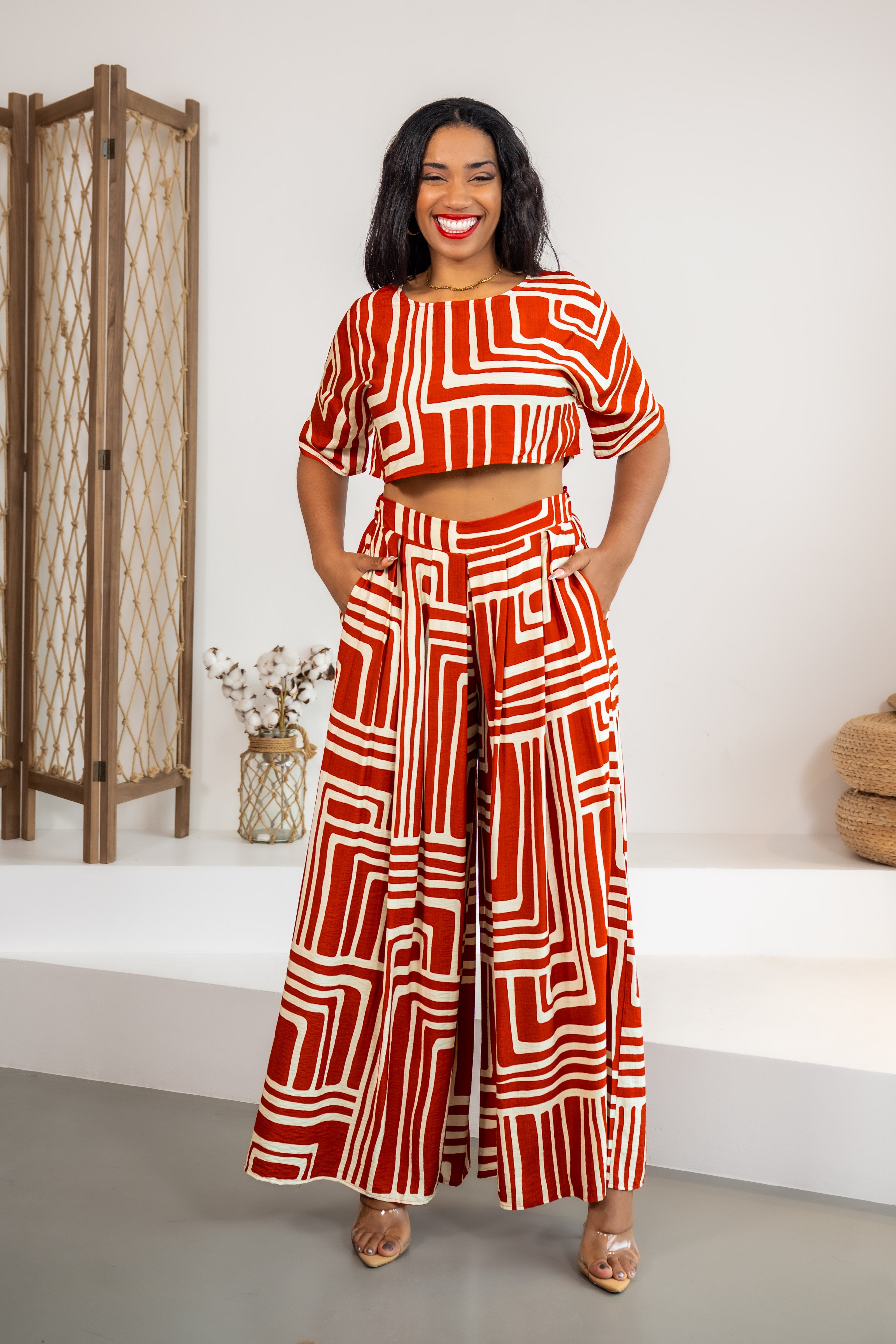 PANTALON Shape theory ROUGE