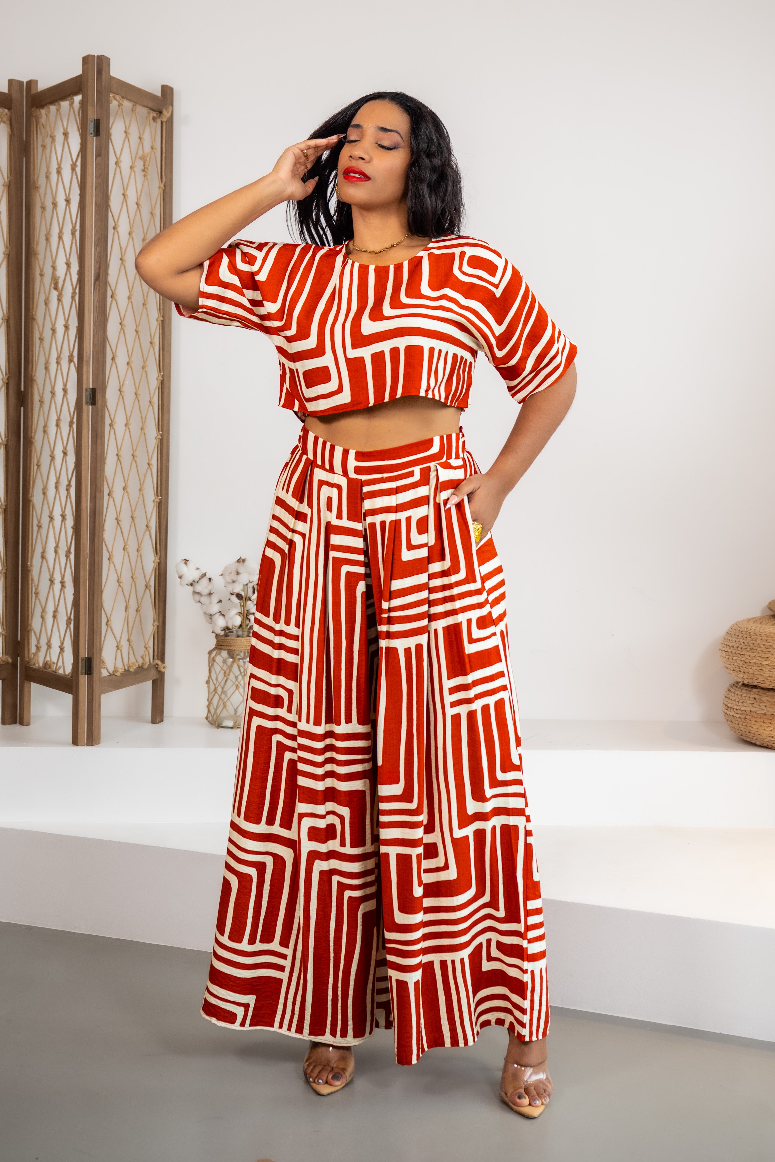 PANTALON Shape theory ROUGE