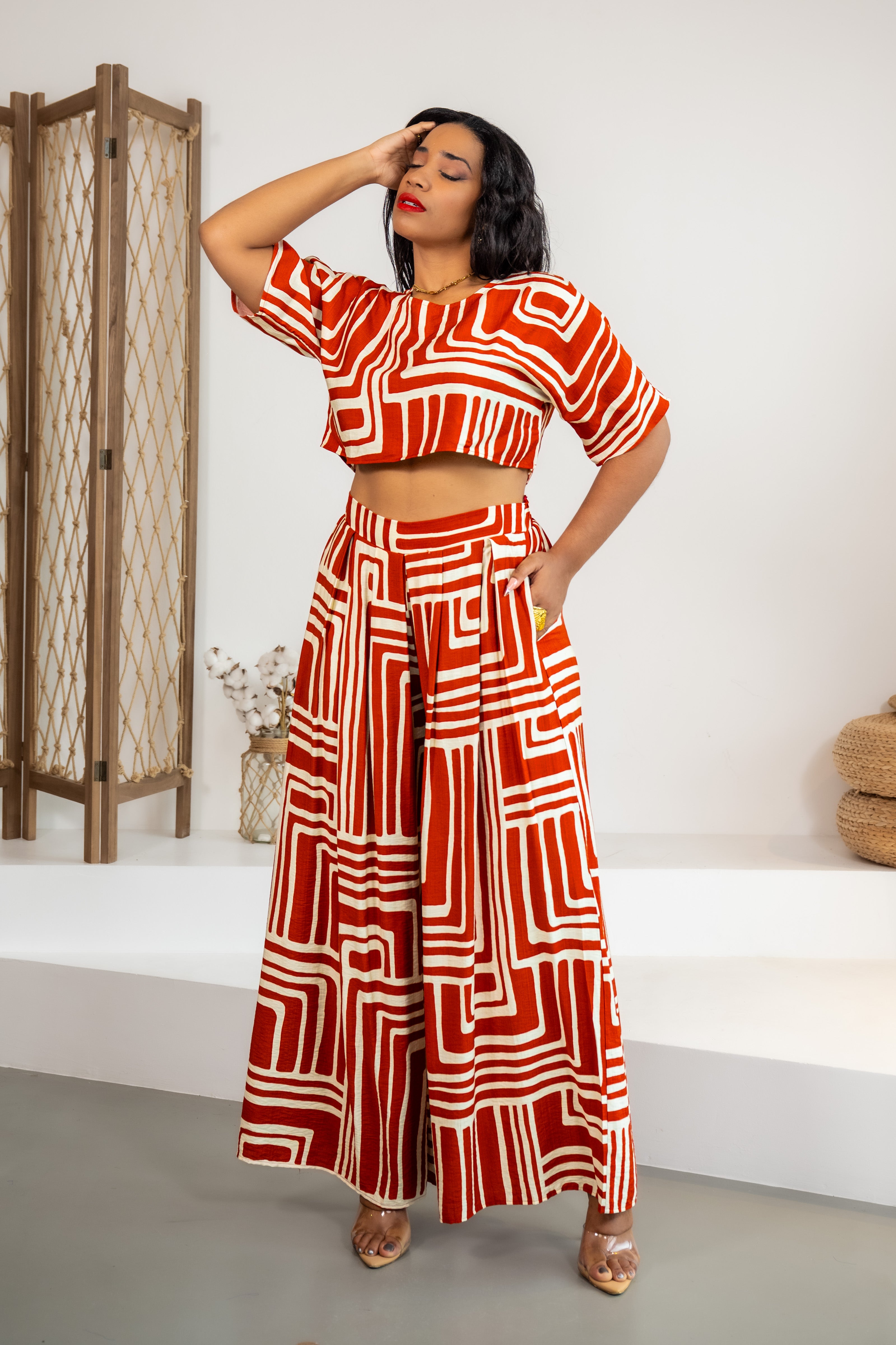 PANTALON Shape theory ROUGE