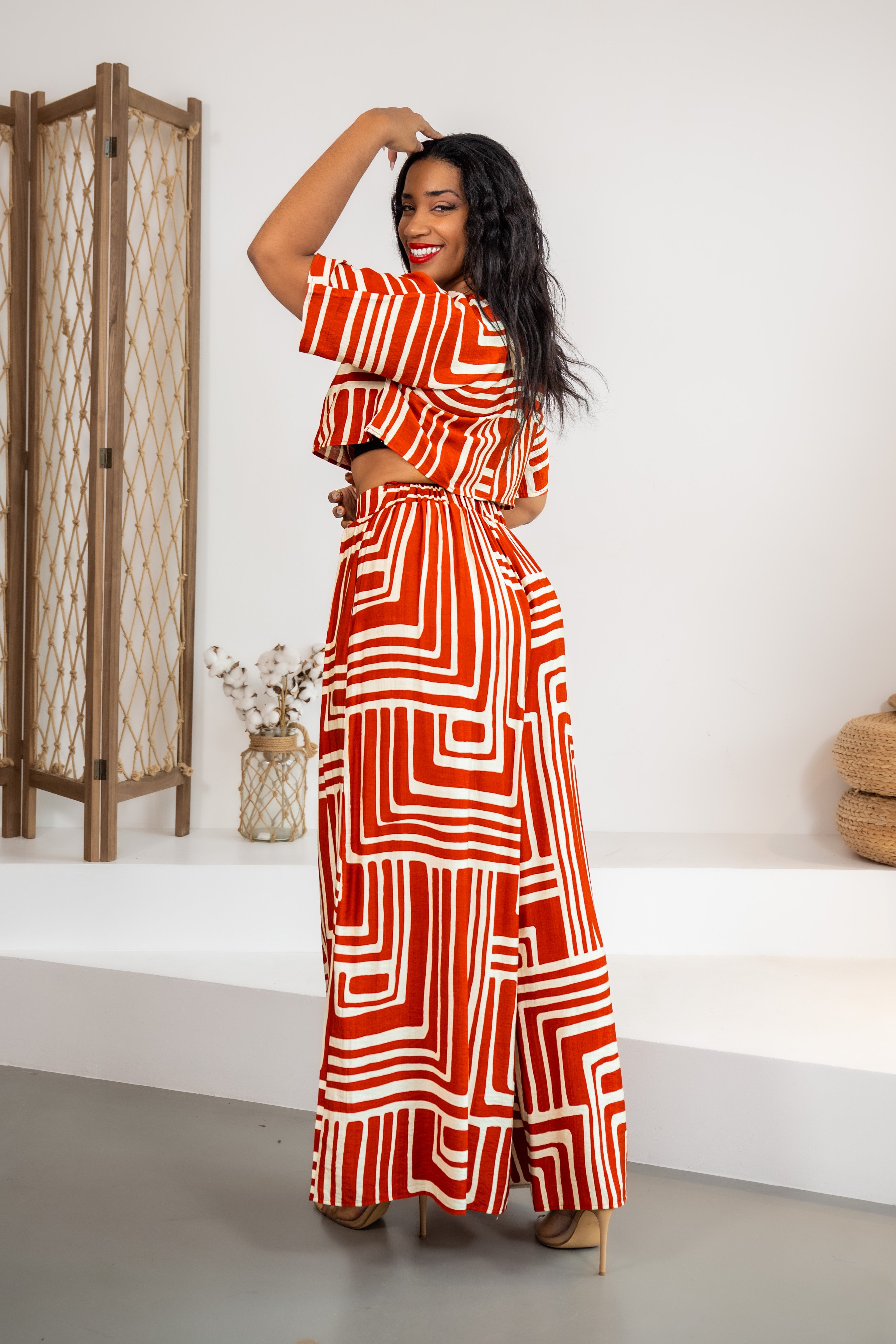 PANTALON Shape theory ROUGE
