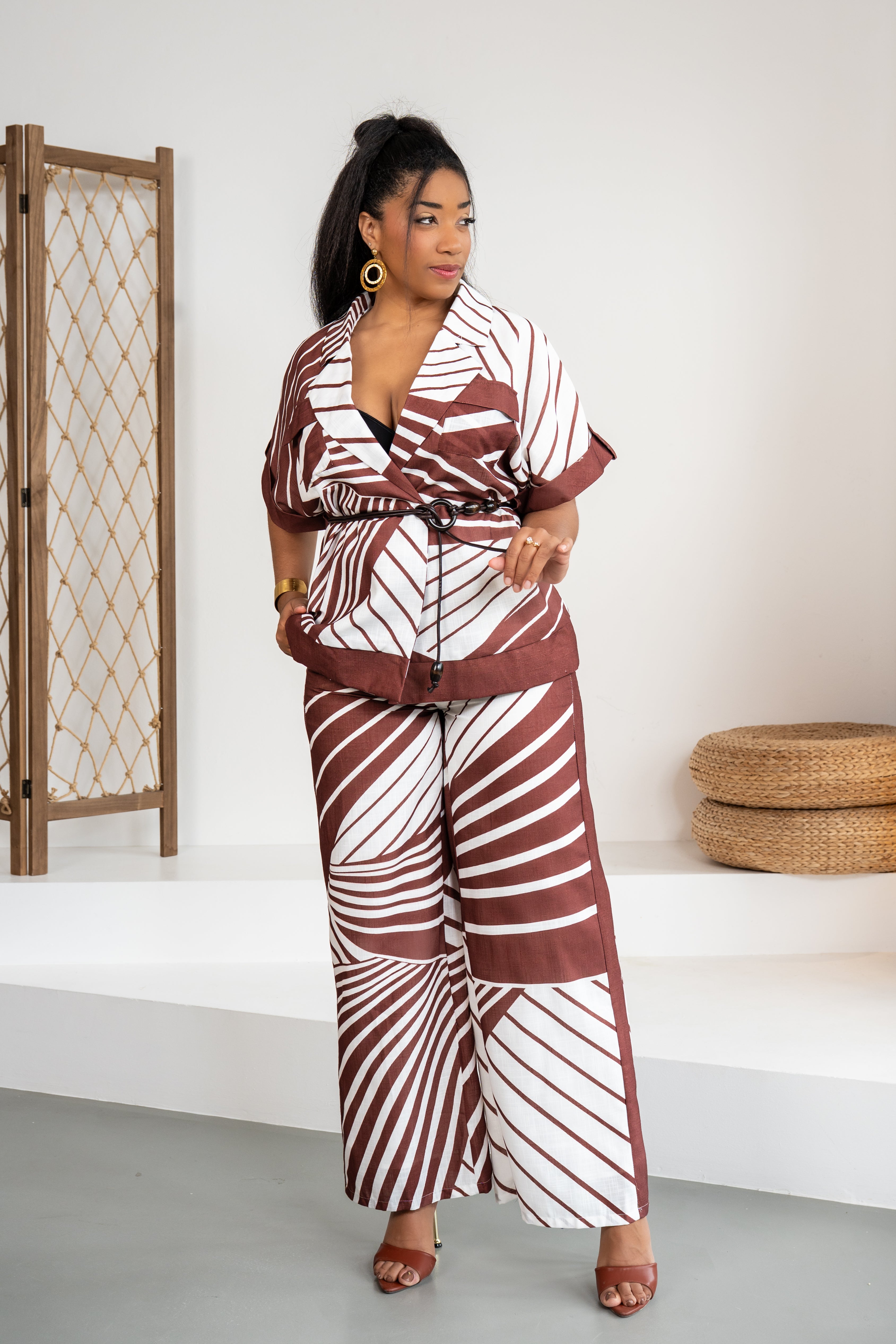 Clay Form - Top style Kimono marron