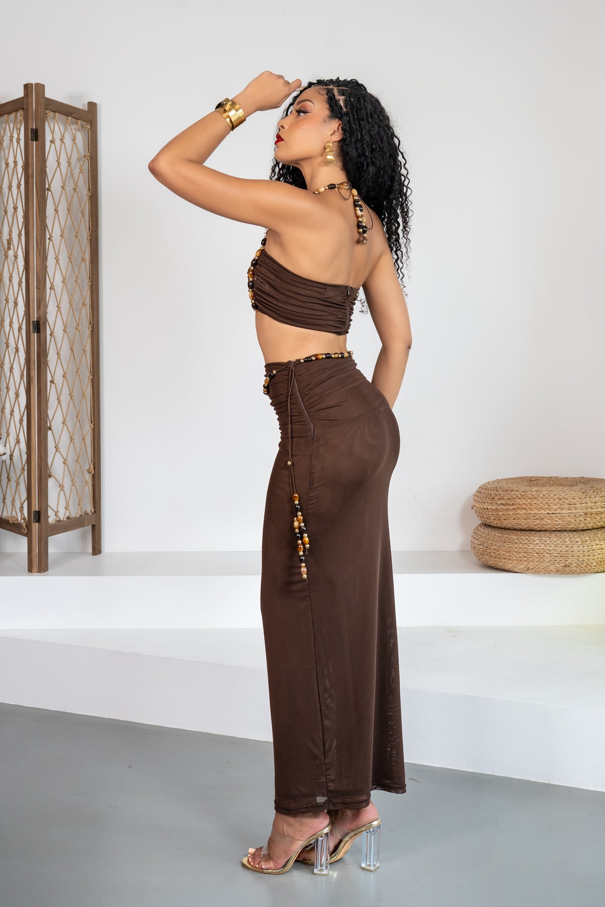 Topacio - Ensemble jupe marron
