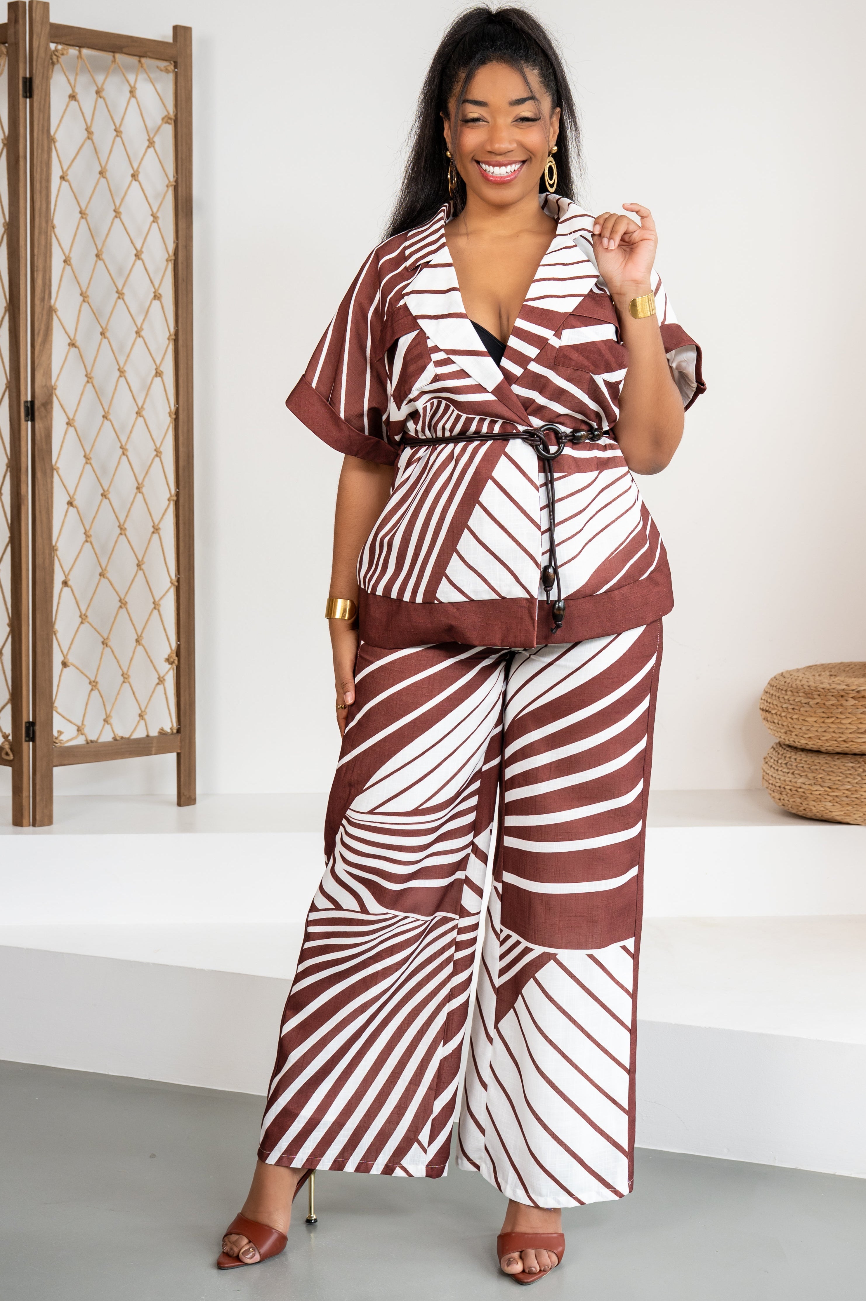 Clay Form - Top style Kimono marron