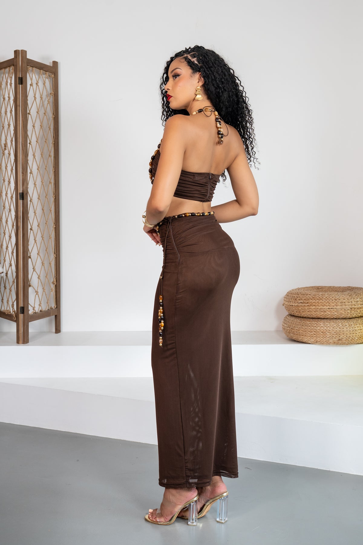 Topacio - Ensemble jupe marron