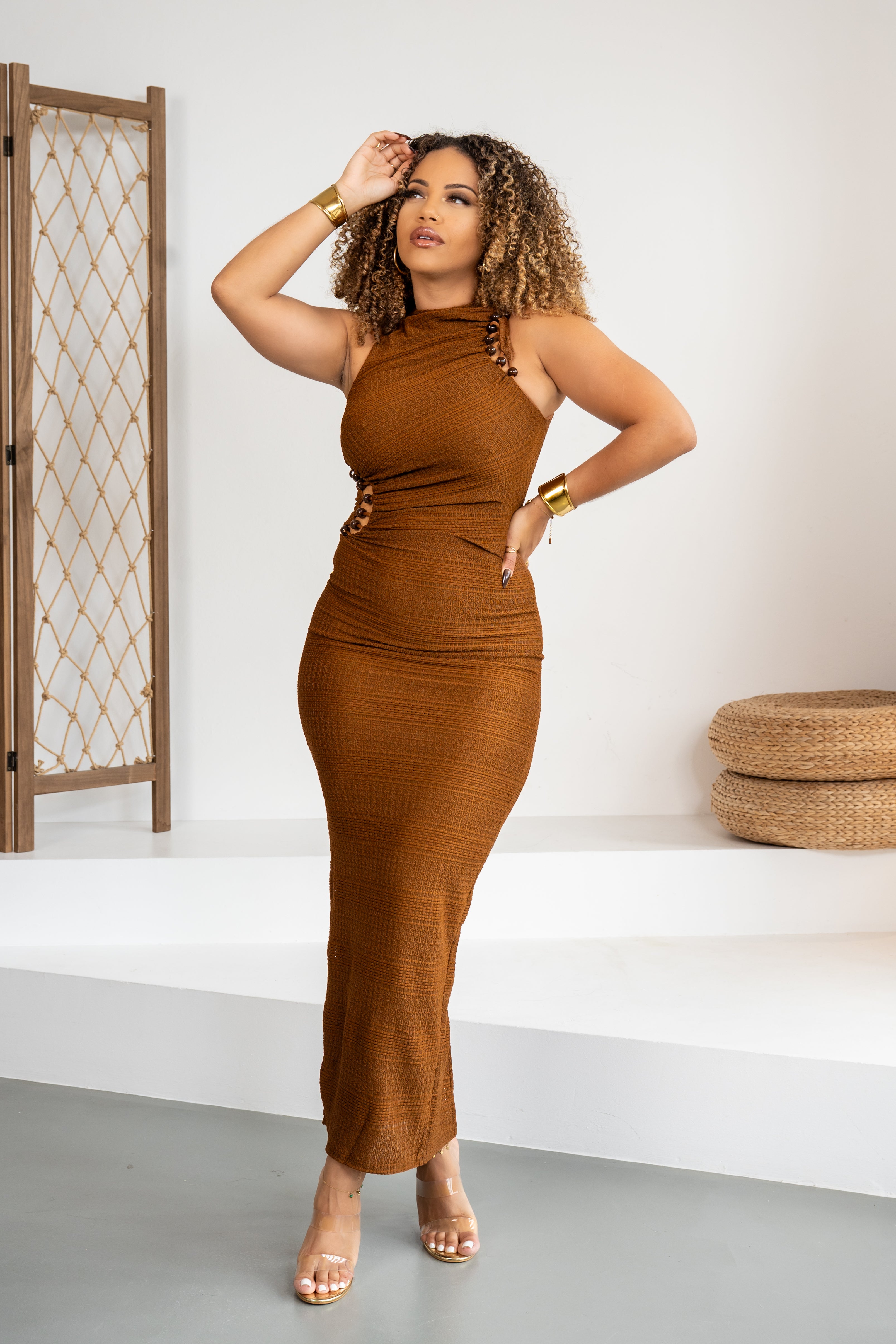 Second skin - Robe longue marron
