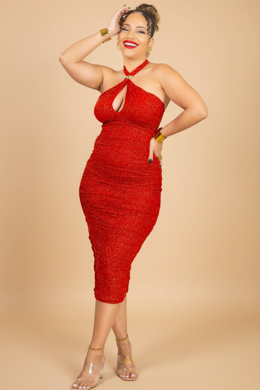 Crimson Spark - Robe midi rouge