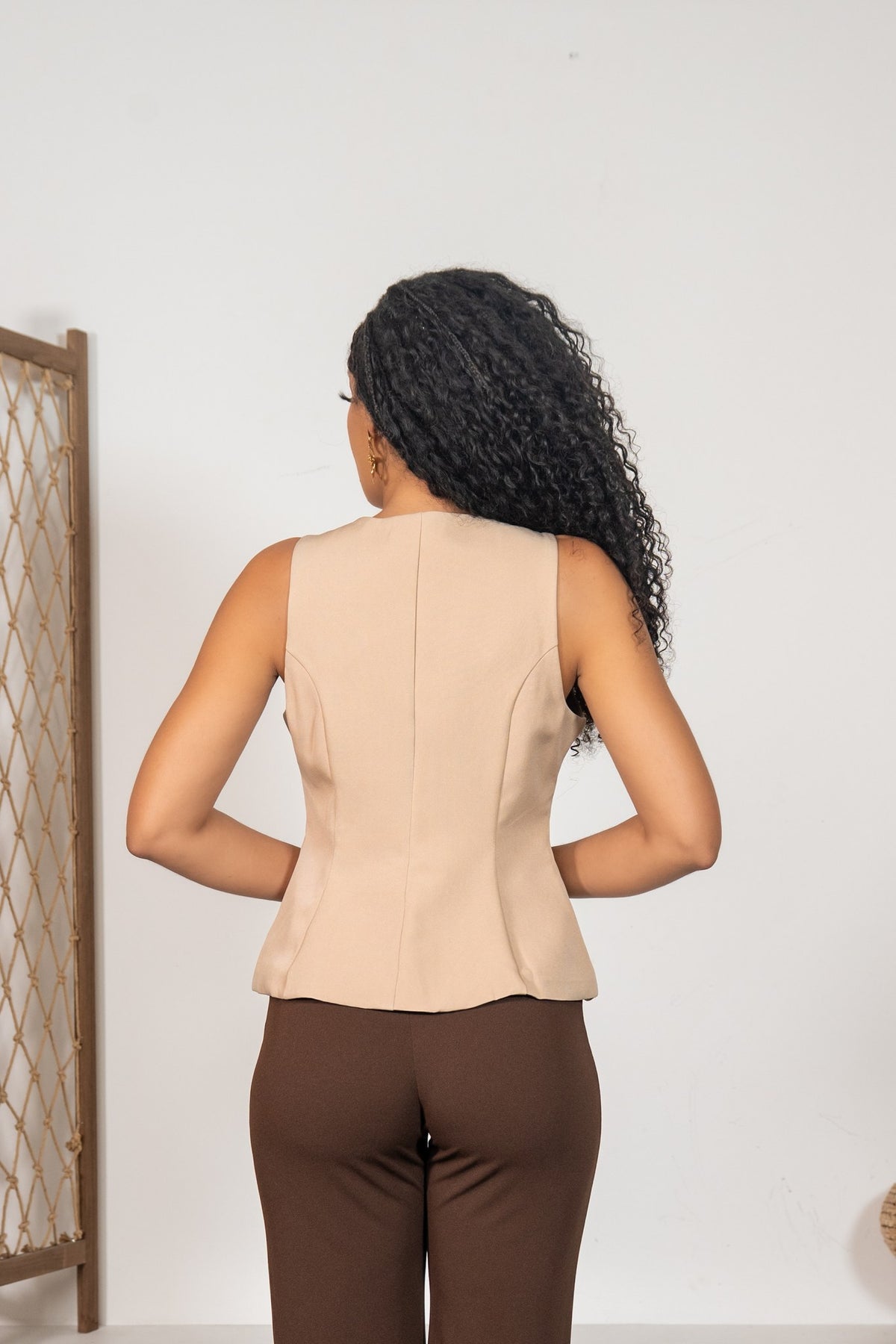 Abedul - Top péplum beige