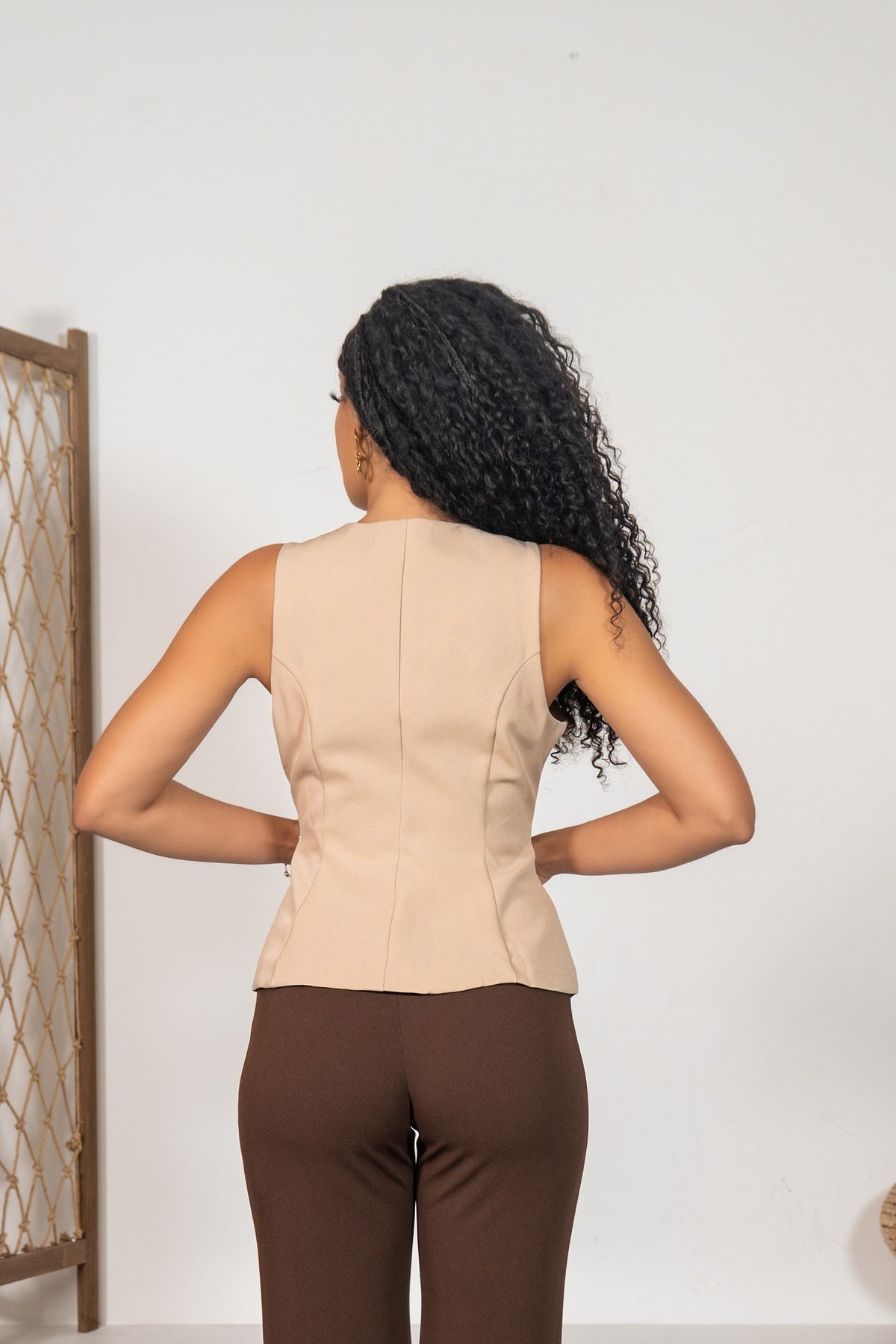 Abedul - Top péplum beige