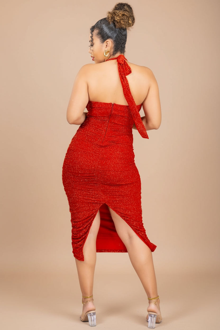 Crimson Spark - Robe midi rouge