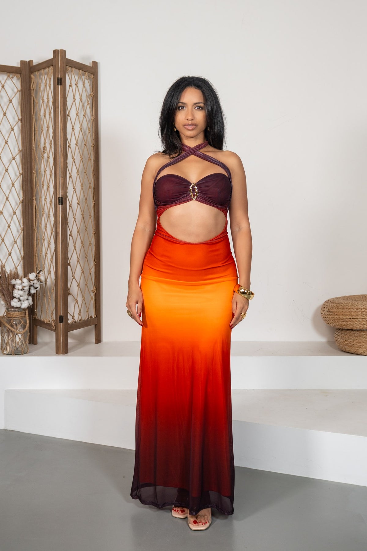 Sunset Flame - Robe dégradée ajourée