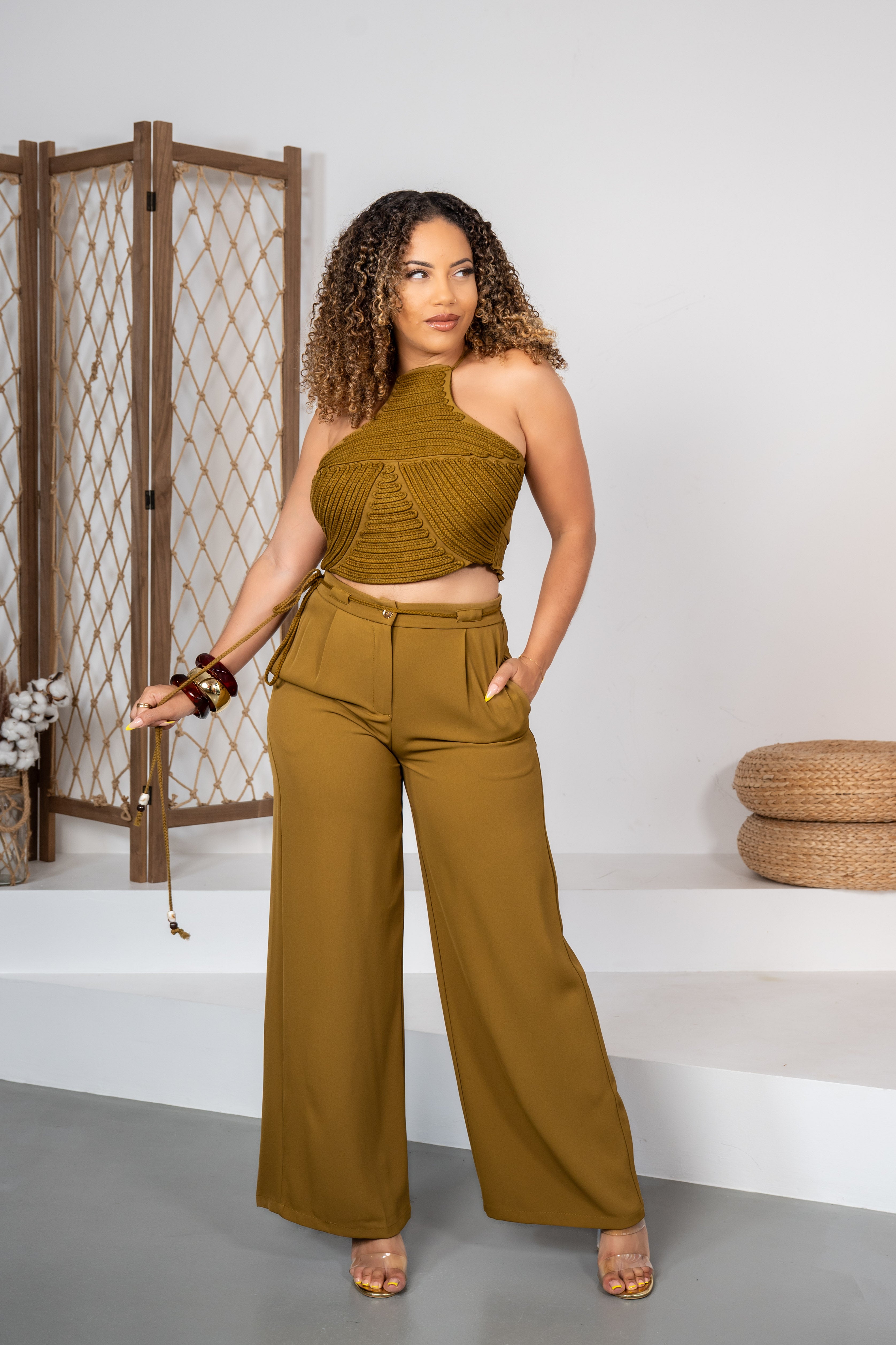 Marbella Luxe - Ensemble pantalon moutarde