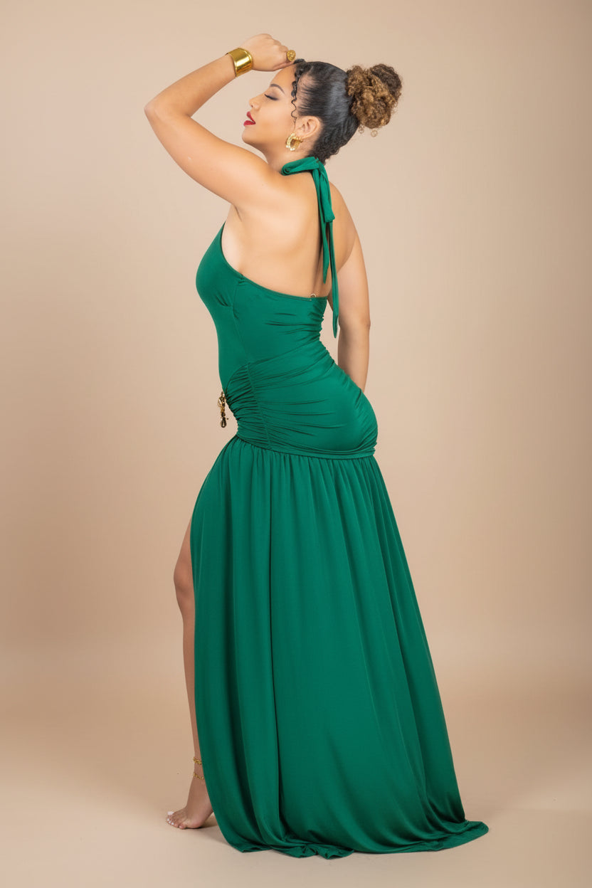 Emerald Bloom - Robe longue verte