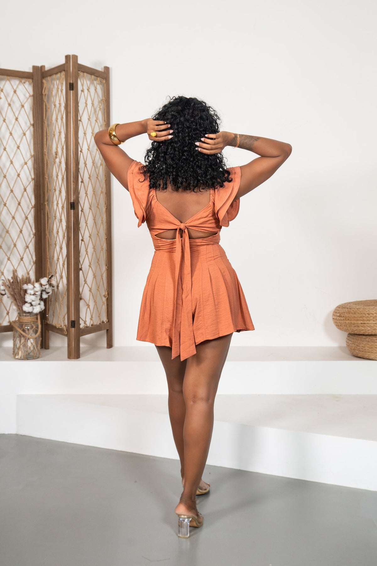 Ibis - Combishort volanté terracotta