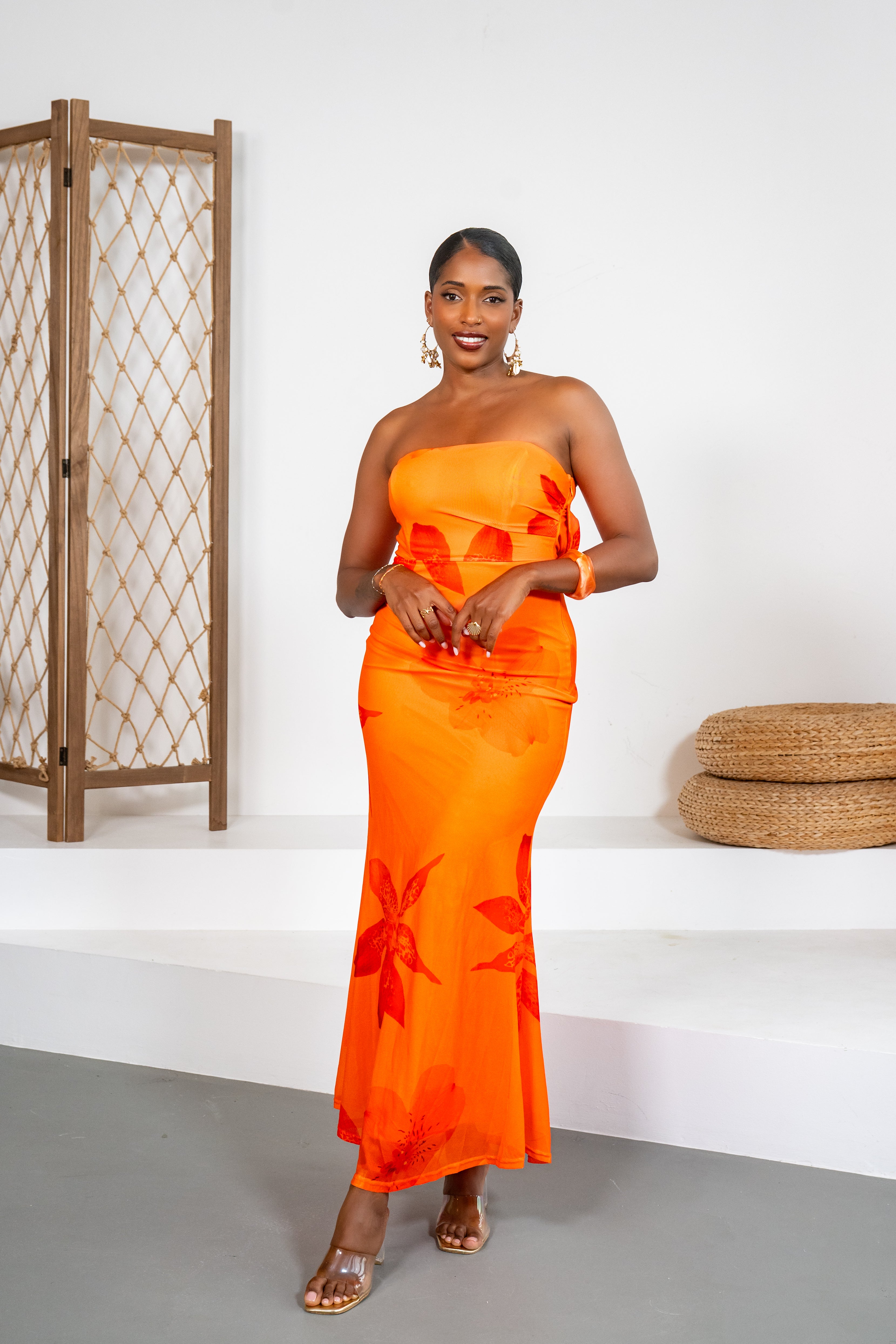 Sun kissed - Robe longue bustier orange