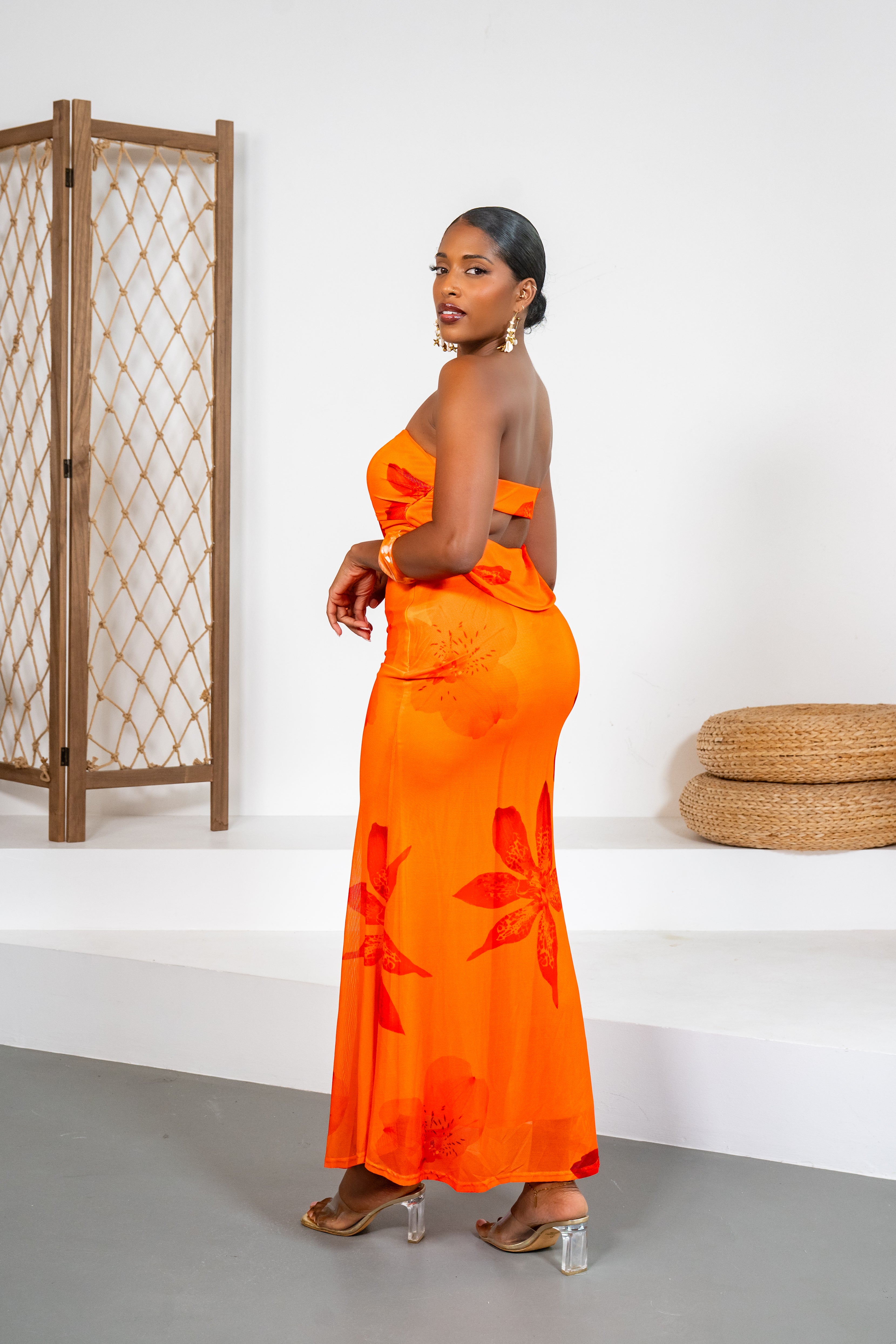 Sun kissed - Robe longue bustier orange