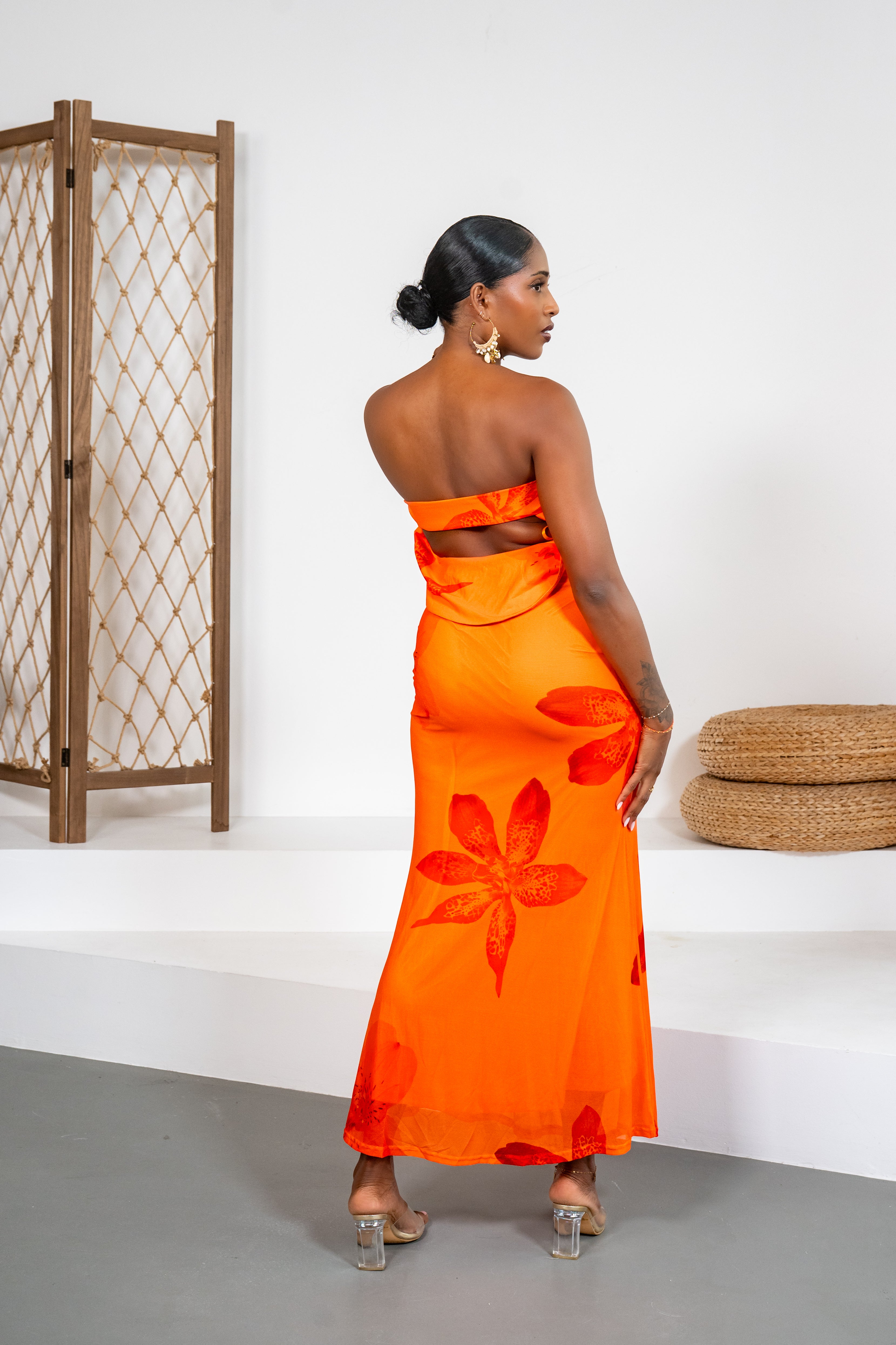 Sun kissed - Robe longue bustier orange