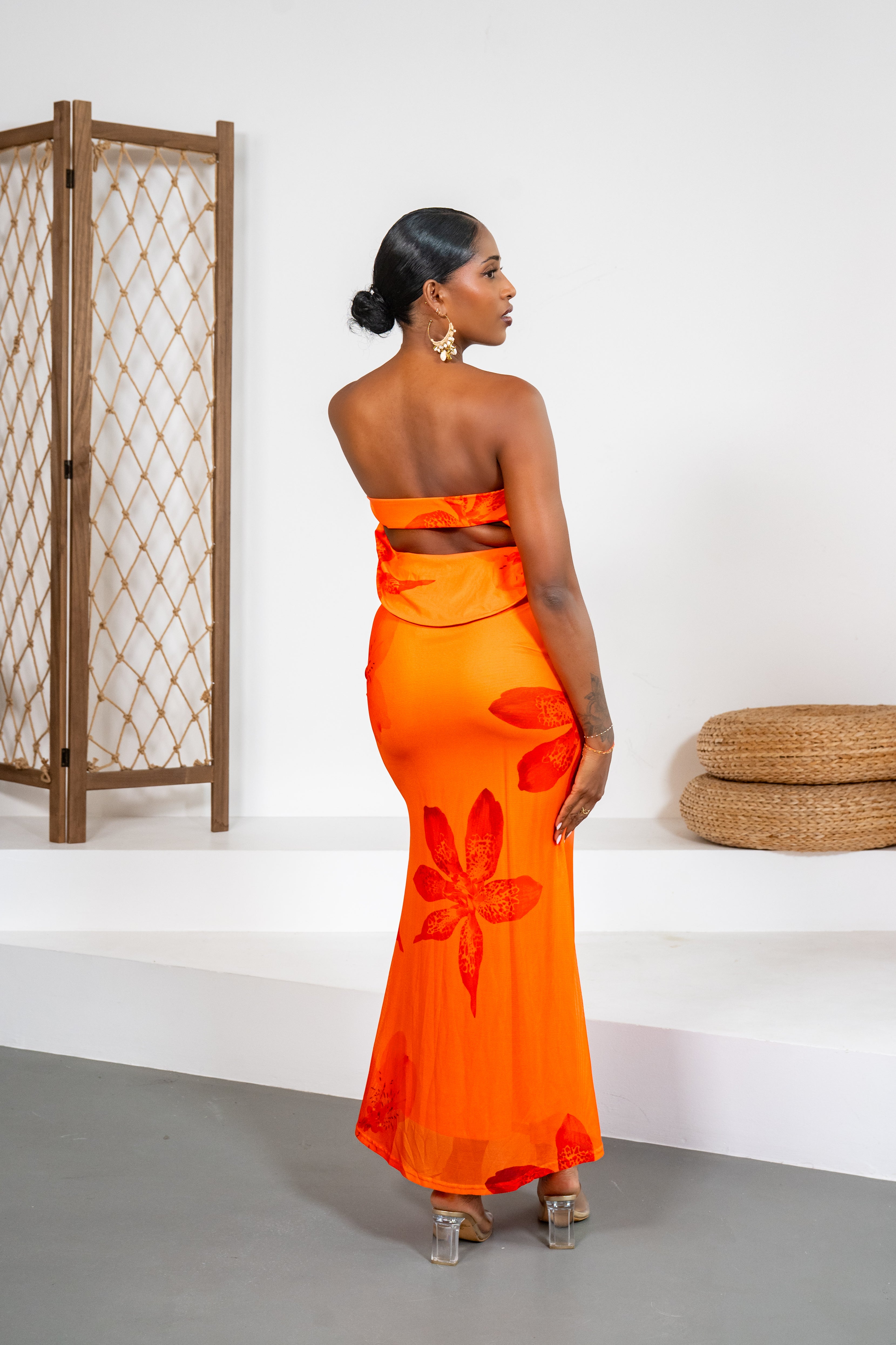 Sun kissed - Robe longue bustier orange