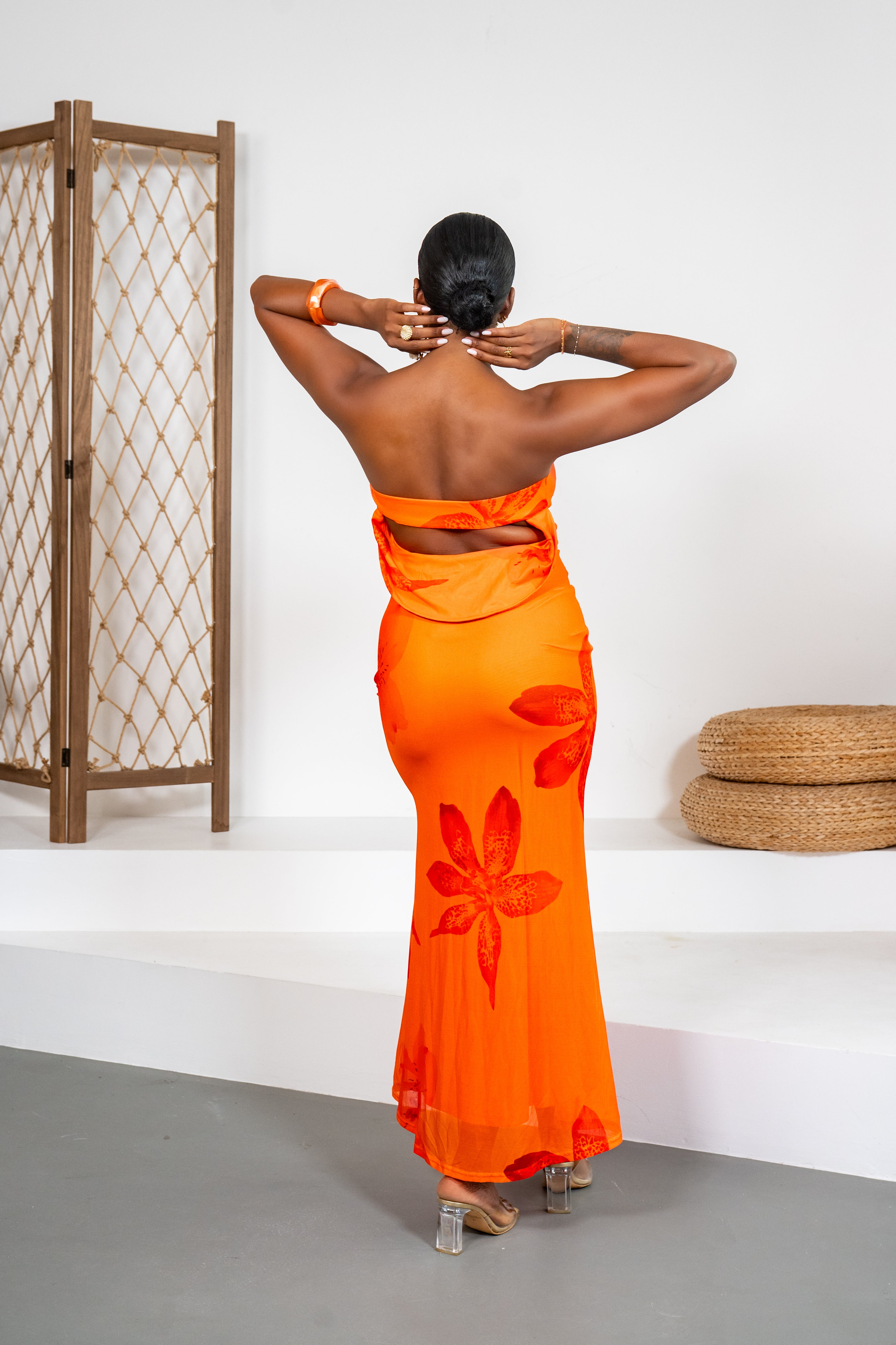 Sun kissed - Robe longue bustier orange
