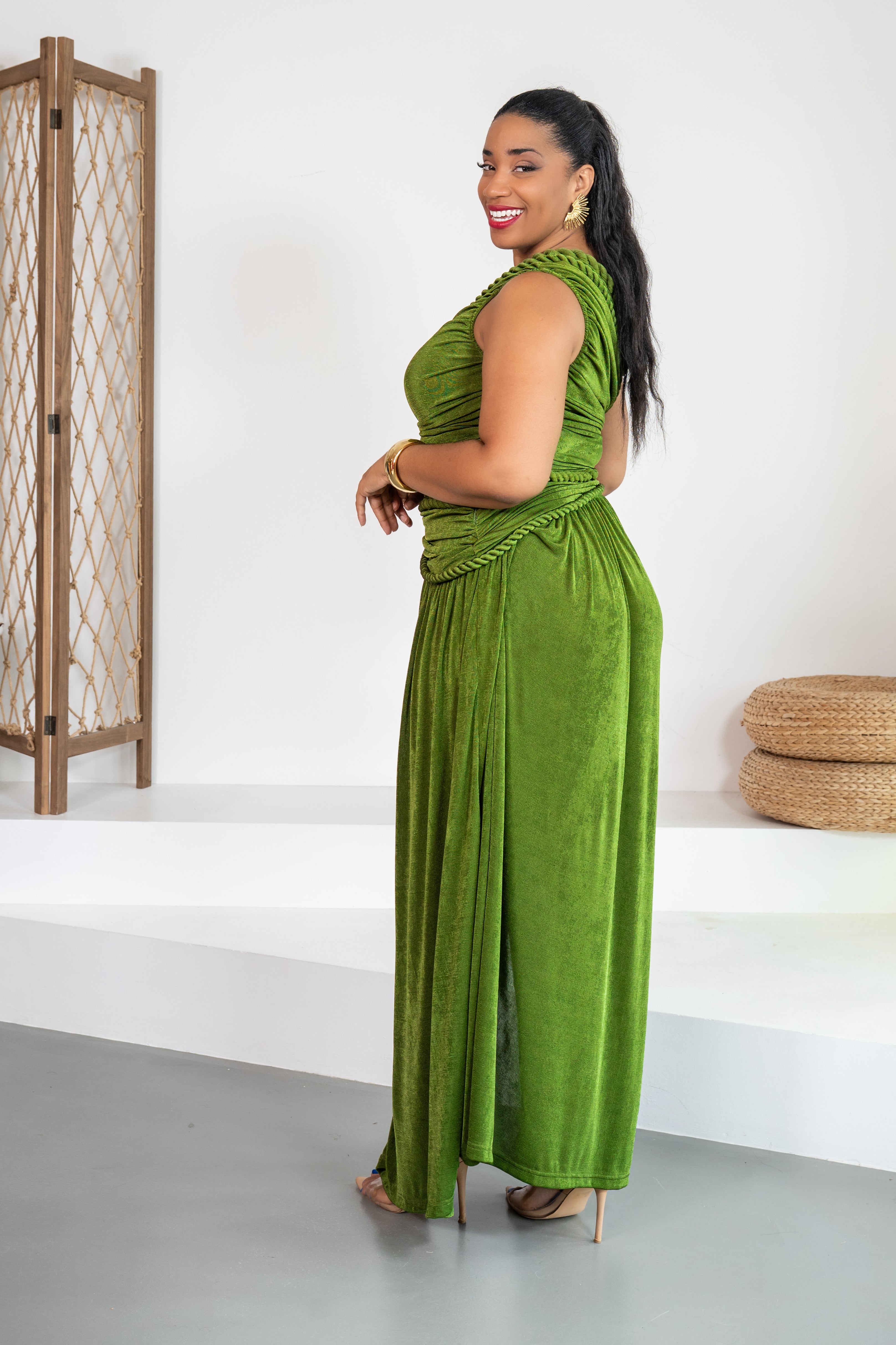Gaia - Robe longue vert kaki