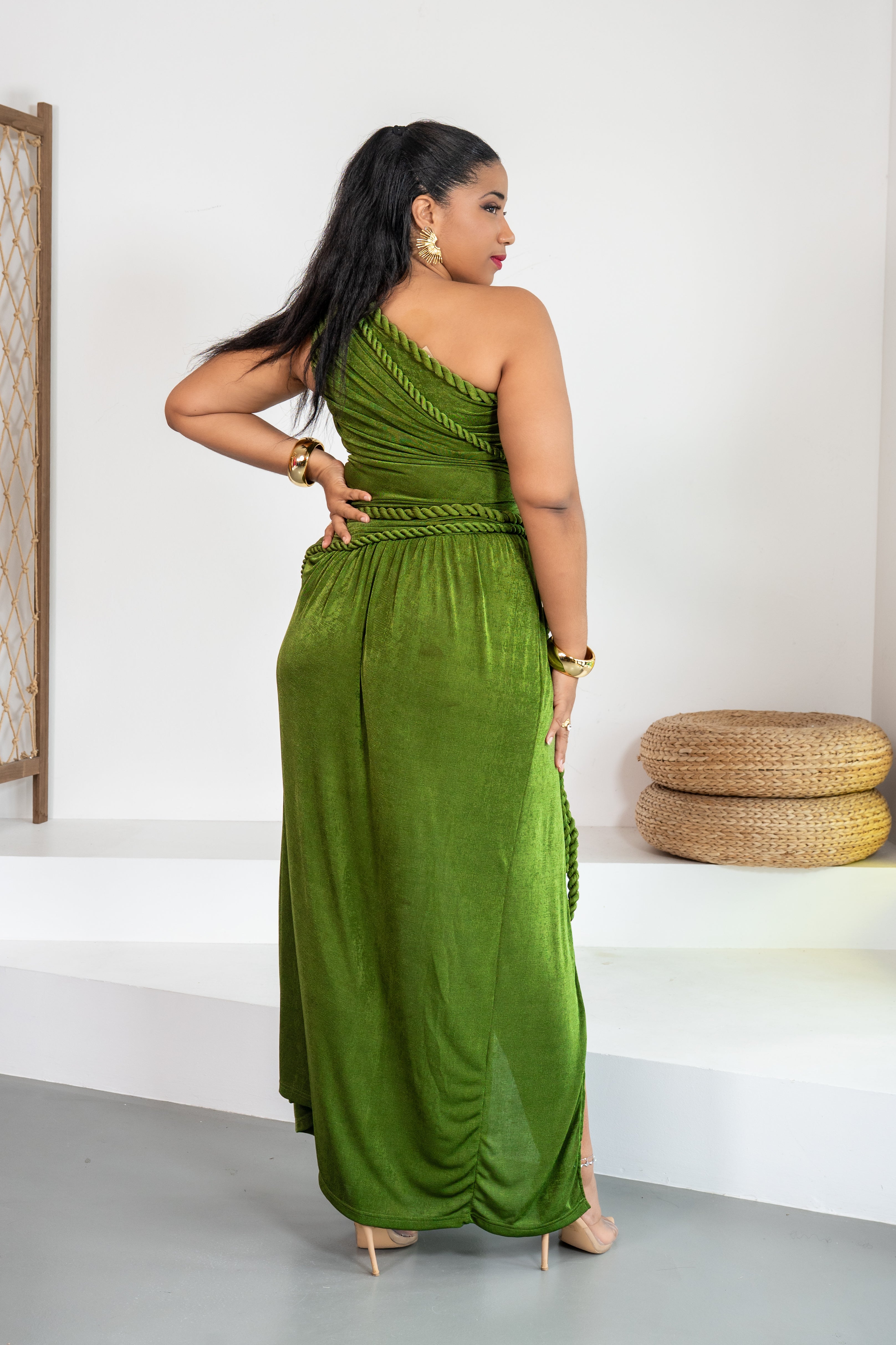 Gaia - Robe longue vert kaki