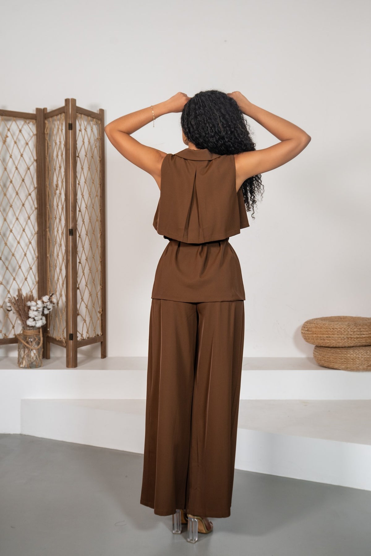 Turmalina - Ensemble gilet trench marron