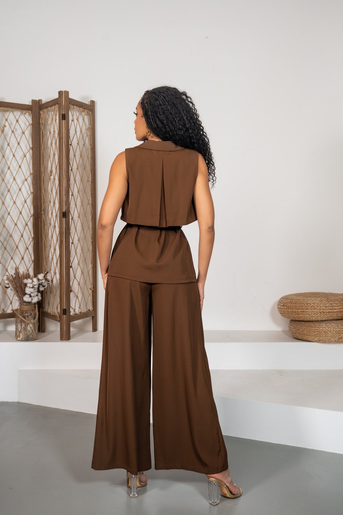 Turmalina - Ensemble gilet trench marron