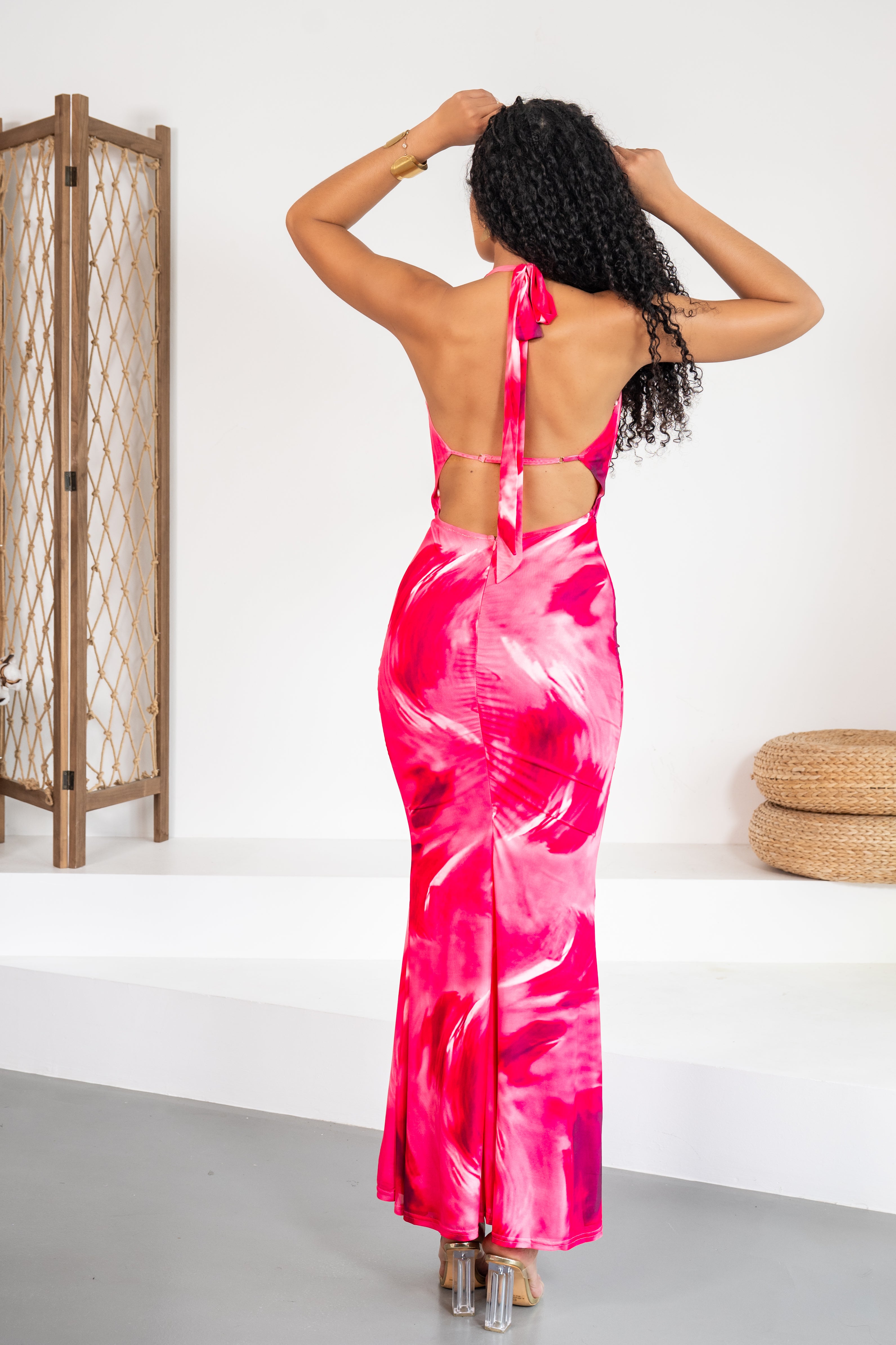 Flamenca - Robe longue fuchsia