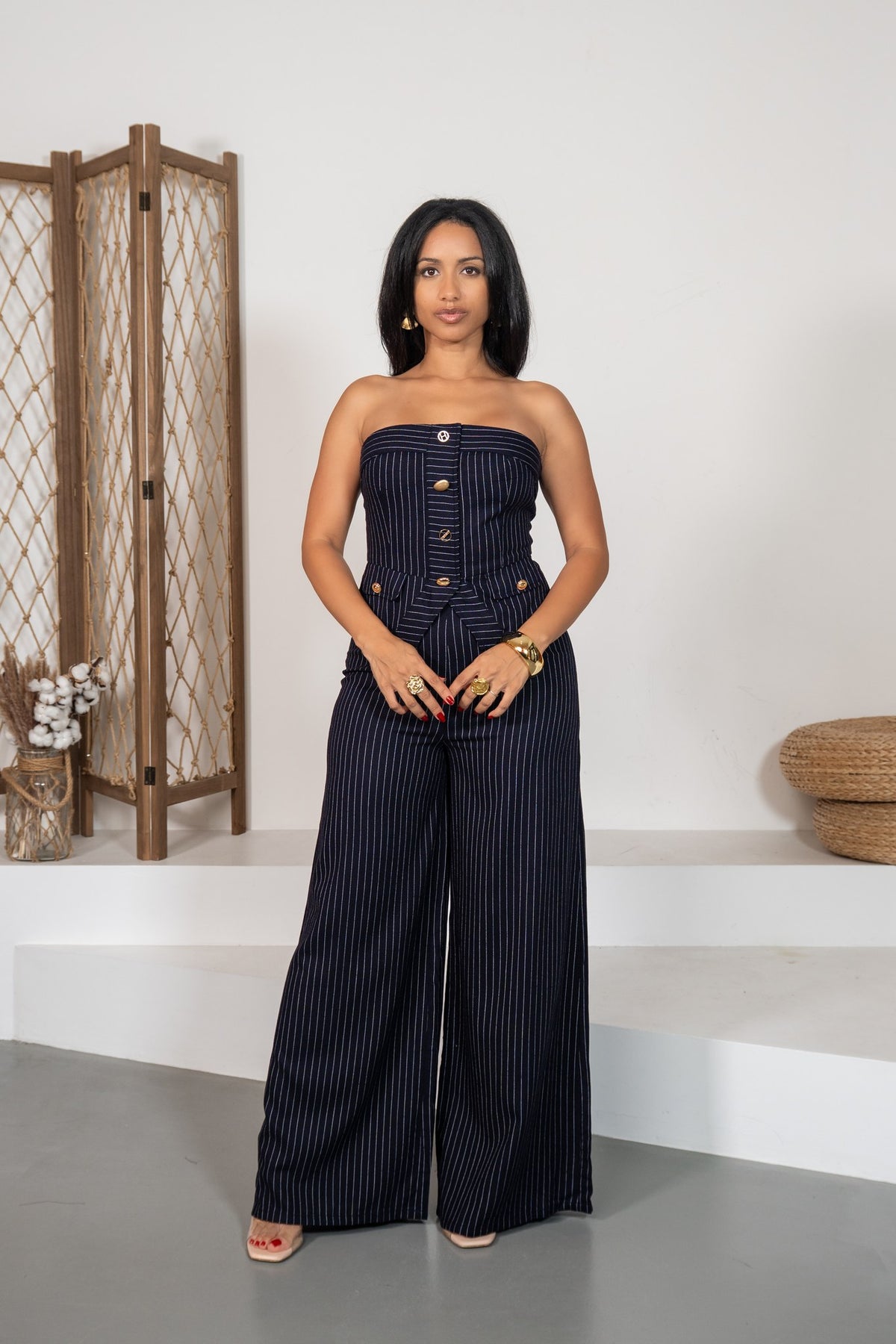 Azurita - Ensemble bustier rayé marine