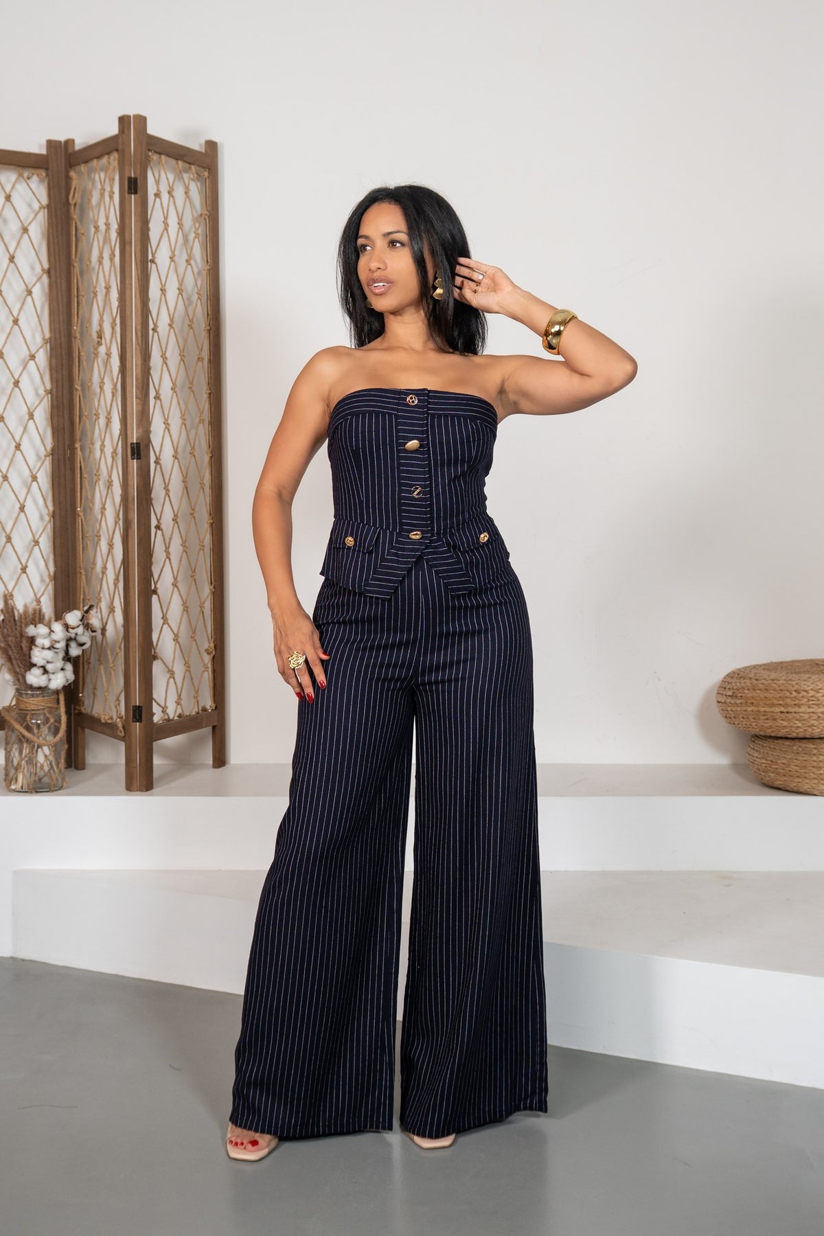Azurita - Ensemble bustier rayé marine