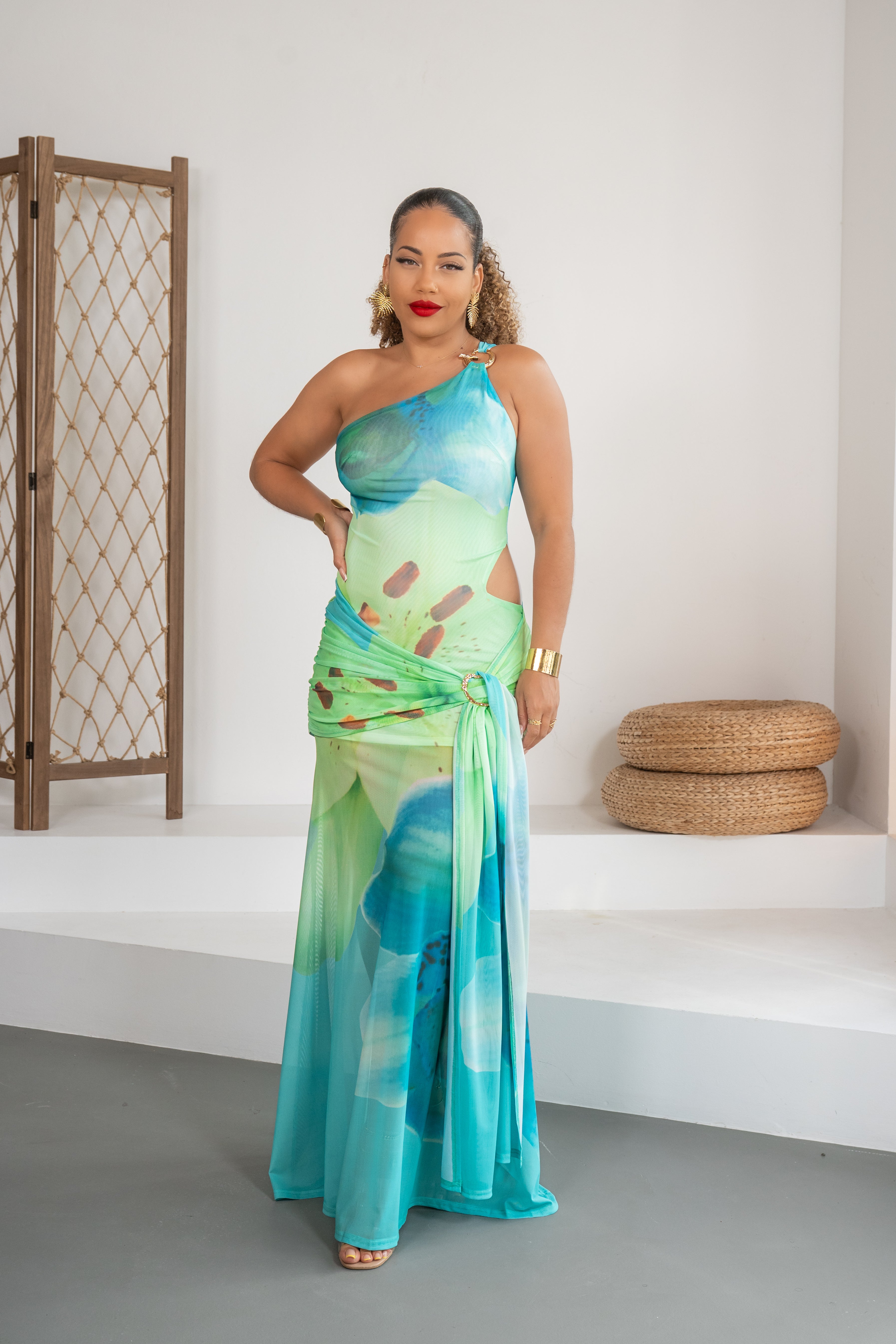 Puerto Azul - Robe longue turquoise ajourée