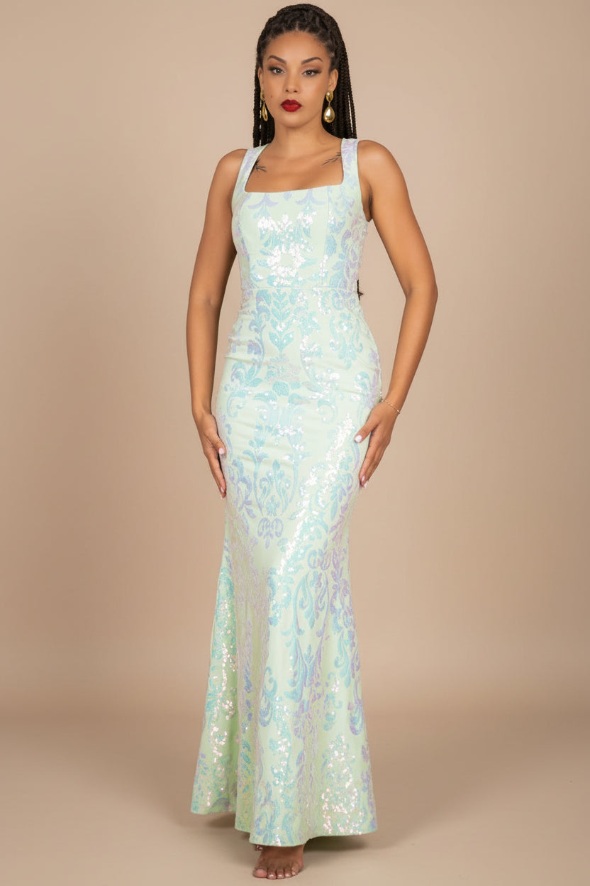 Ice Crystal - Robe longue vert pastel – VANILLA DEL SOL
