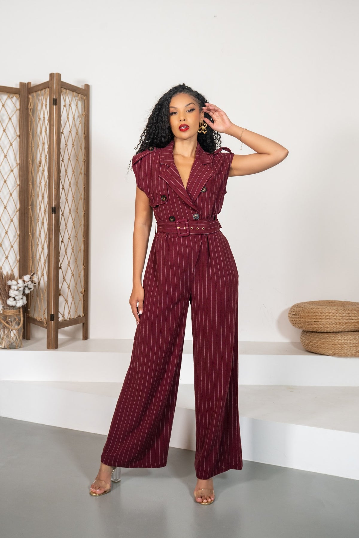 Granate - Combinaison rayée bordeaux