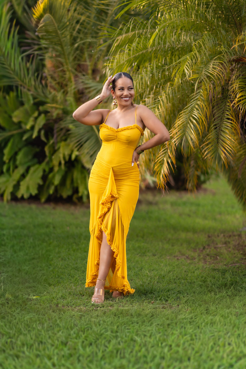 Ruffles Dream - Robe longue Jaune