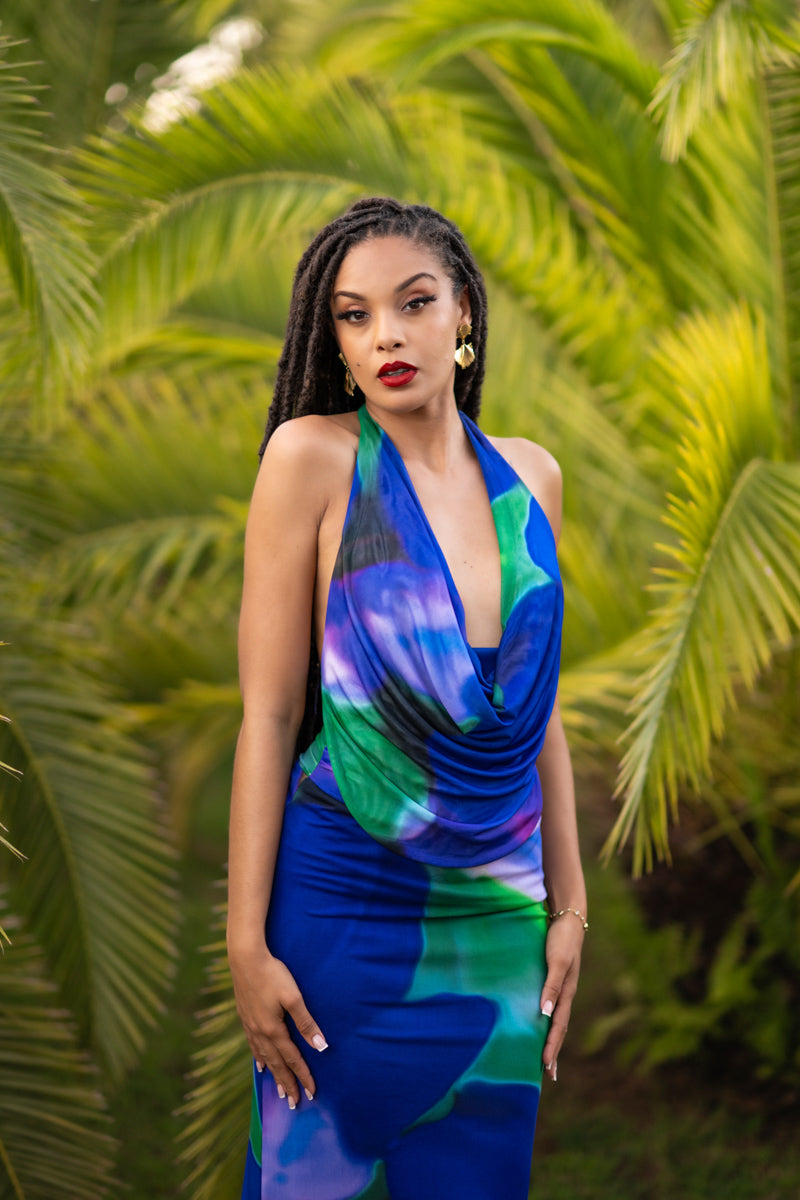 Flamenco Soul - robe longue bleue