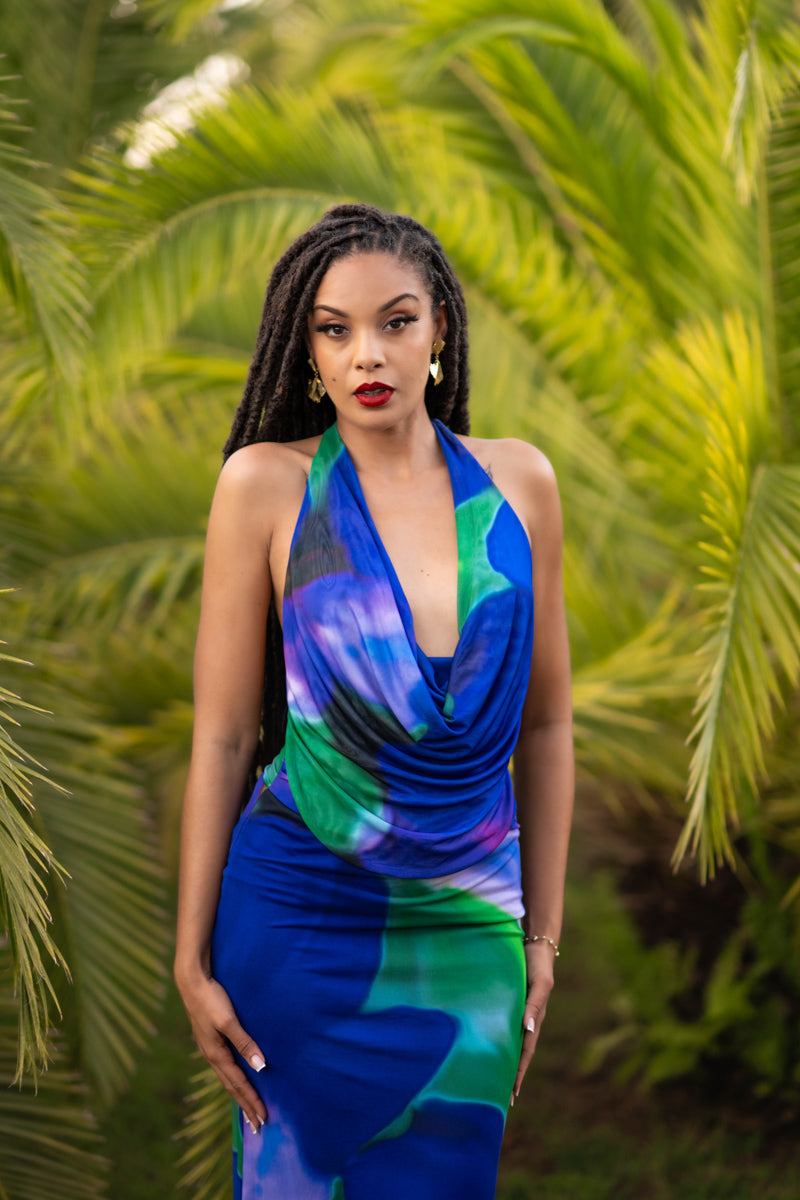 Flamenco Soul - robe longue bleue