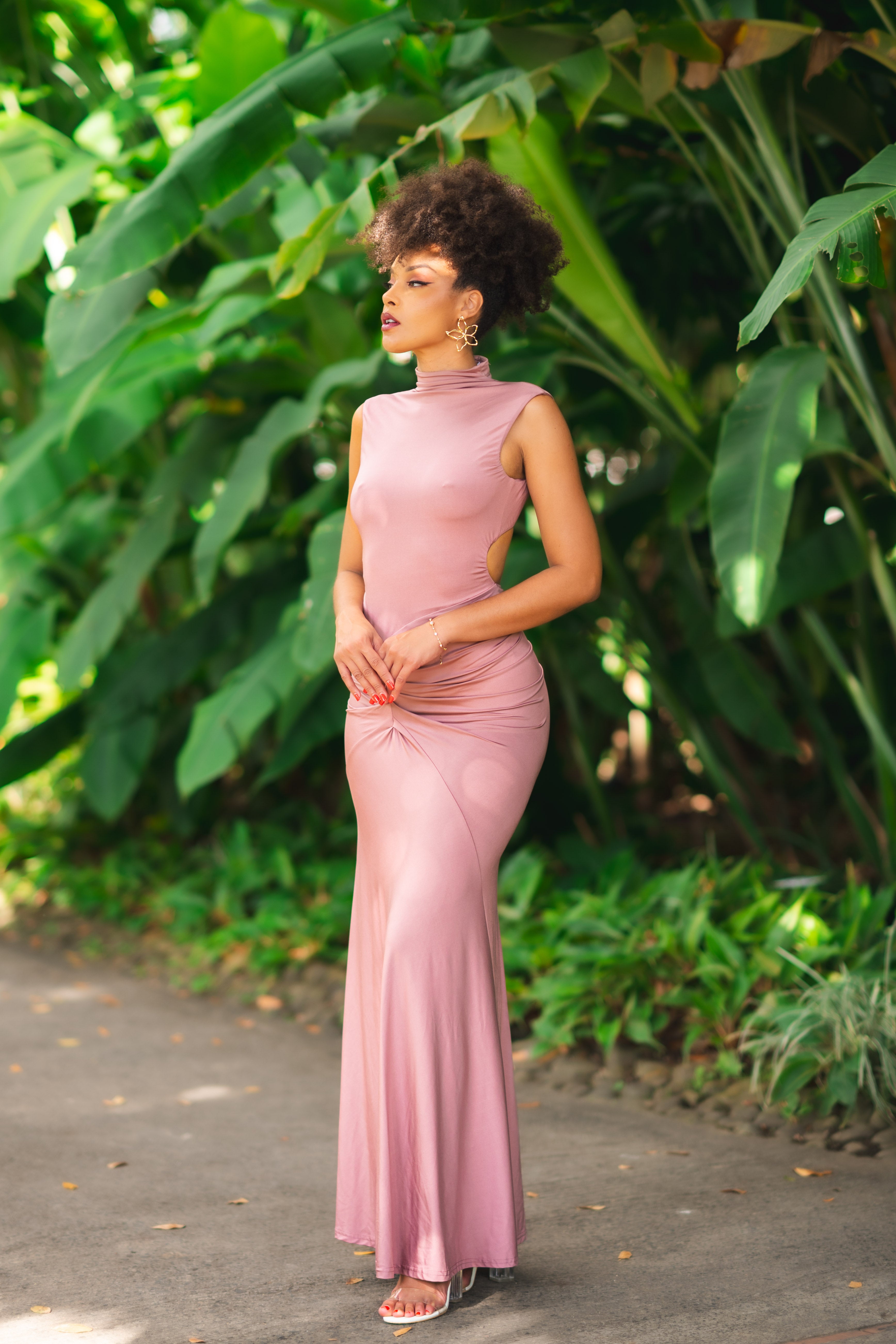 Pure Curve - Robe longue vieux rose